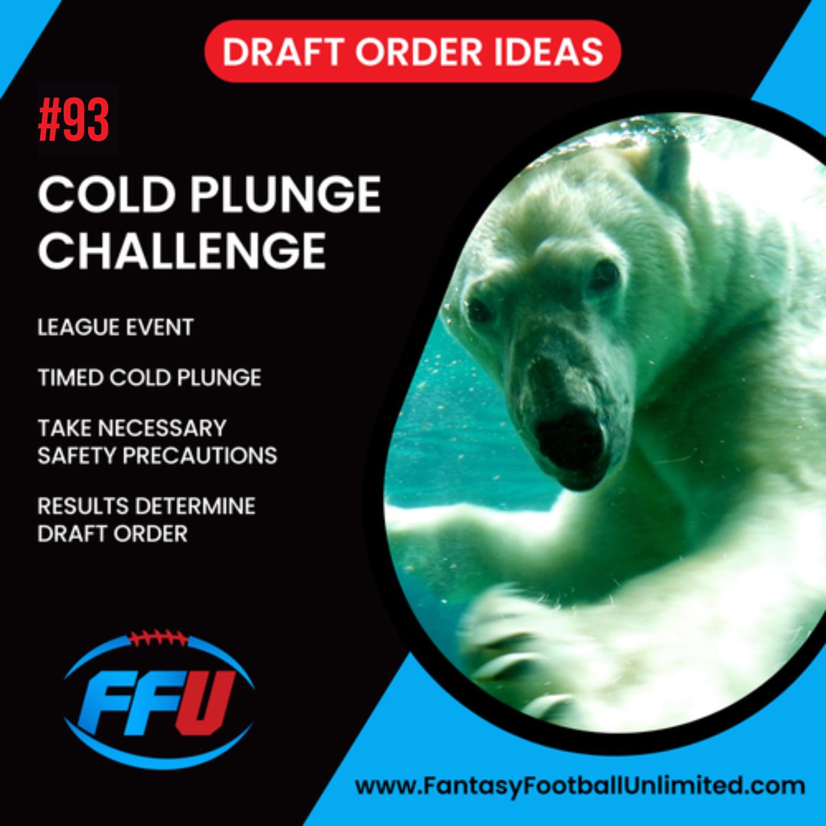 FFUnlimited's tweet image. Setting Fantasy Football with a Cold 🥶 Plunge 🐻‍❄️ 👀 #coldplunge #polarbearchallenge #fantasyfootball #draftorder