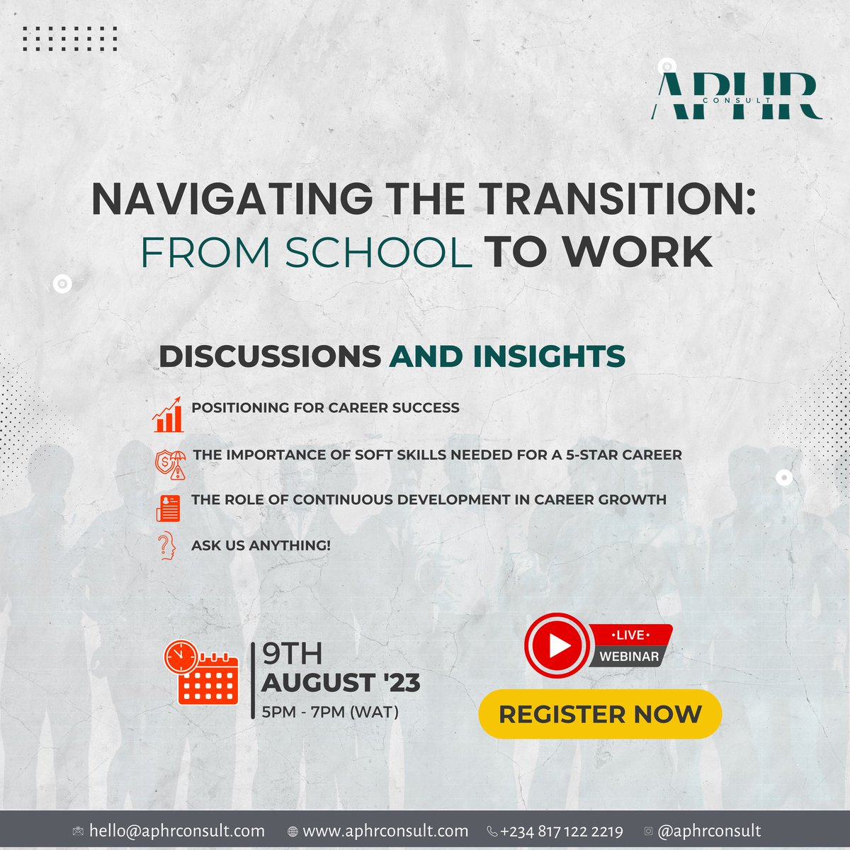 aphrconsult's tweet photo. Don't miss out on this opportunity to gain valuable knowledge and prepare yourself for the job market.๐ผ
Click the link in the bio to REGISTER now.โจ
#aphrconsult #HRprofessional #graduates #nysccorpers #HRinlagos #professionalcareer #careertransition #professionaltips #HRtips https://t.co/vhAg2e3rf3