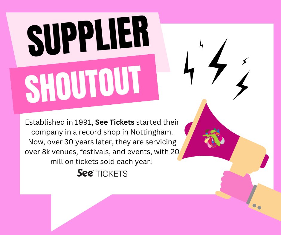 Shoutout to See Tickets! Established in '91 in Nottingham, they've become a ticketing giant, serving 8k+ venues and events worldwide! Keep your eyes peeled for more exciting shoutouts!