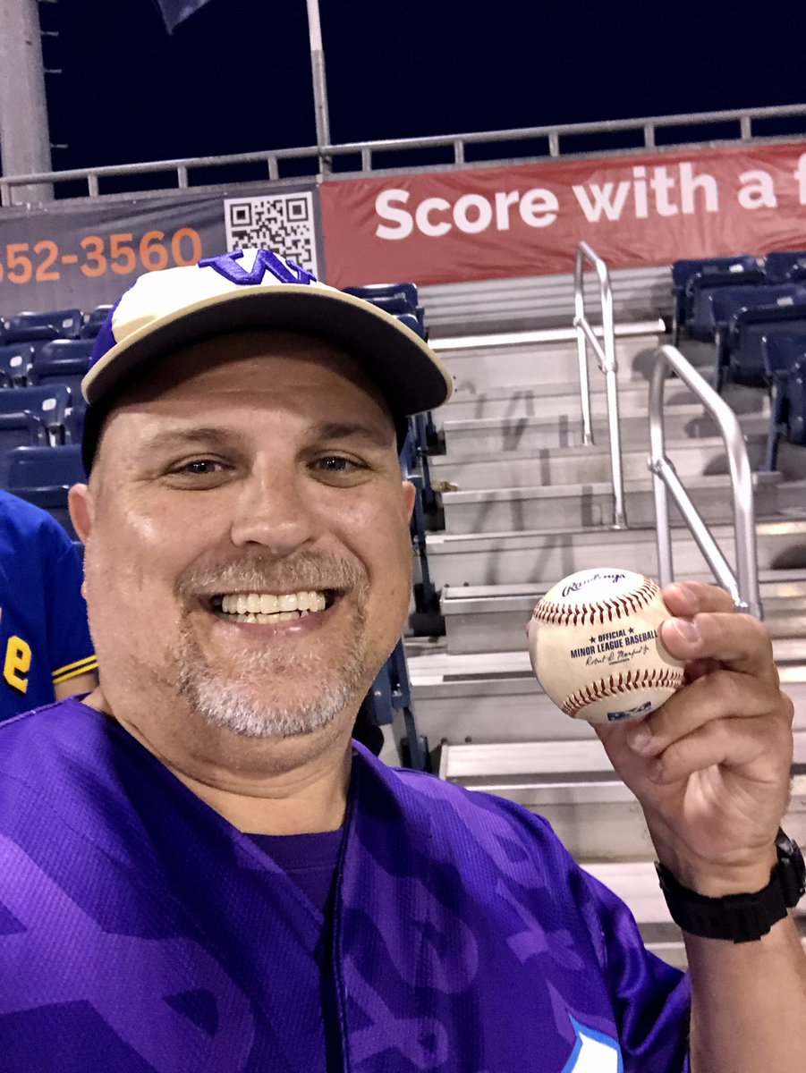 Finally “caught” my 1st Funko Field foul ball (caromed off the back row), with my free hand and didn’t drop the mic 😂.   Handed the ball to a kid, also got a ball for his brother.  Both came up to me post game, excited to show that <a href="/ColeYoung23/">Cole Young</a> signed the balls.   Love this job!