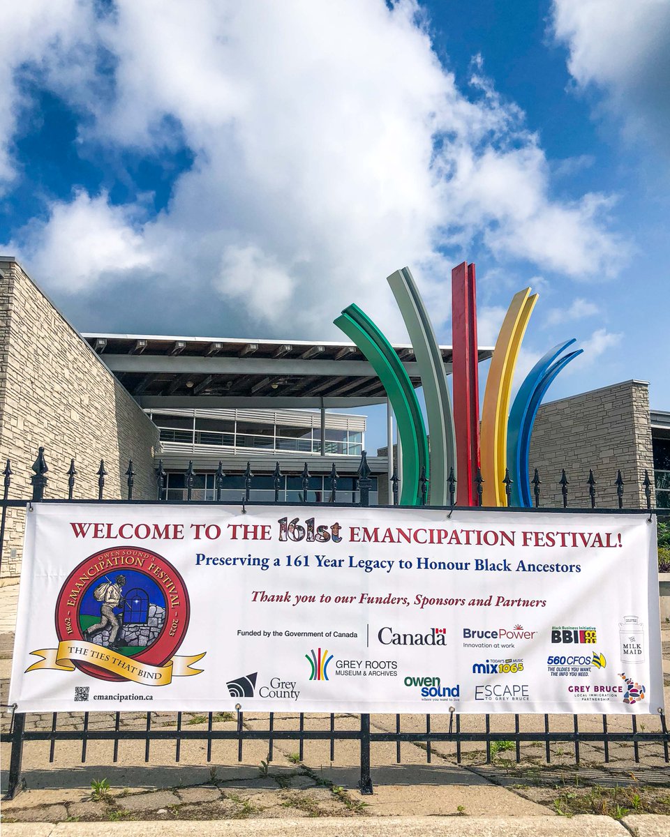 Today is the day! Congratulations to our friends at the #OwenSound #Emancipation Festival. 161 years of honouring and celebrating #Blackhistory and culture and they're showing no signs of slowing down.
Here's to a fantastic Festival weekend!
Details at emancipation.ca/events
