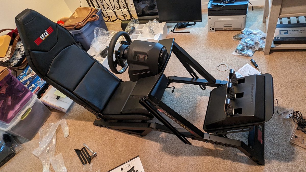 Genyosaii's tweet photo. I don't get to track my #AlfaRomeo #Giulia #Quadrifoglio as often as I'd like, so I finally decided to build myself an entry-level Racing Cockpit / Sim. #NextLevelRacing #FGT #hrustMaster #TGT2 #GranTurismo7 #iracing https://t.co/NGw70sqOSq