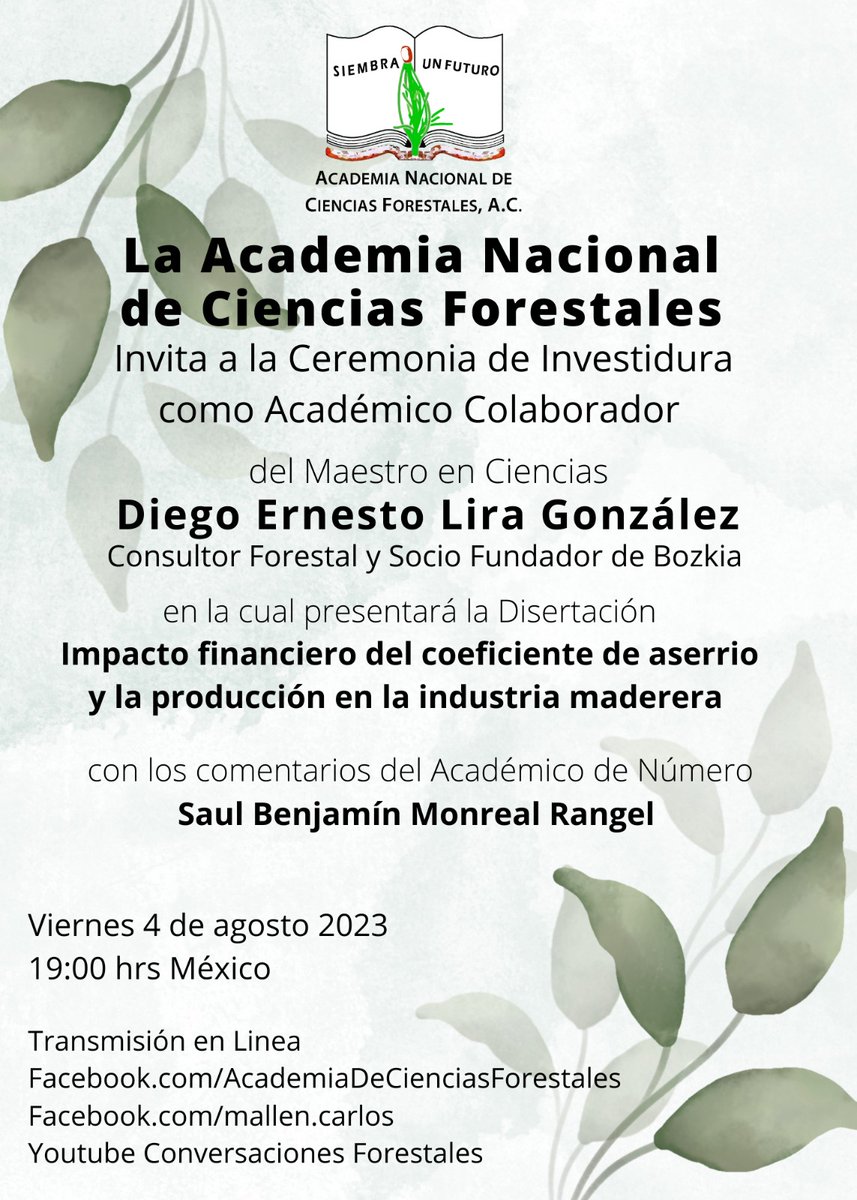 ANCForestales's tweet photo. Disertación de Ingreso del Mto. Diego Ernesto Lira González a la Academia Nacional de Ciencias Forestales. https://t.co/QGgX9lO8Tb