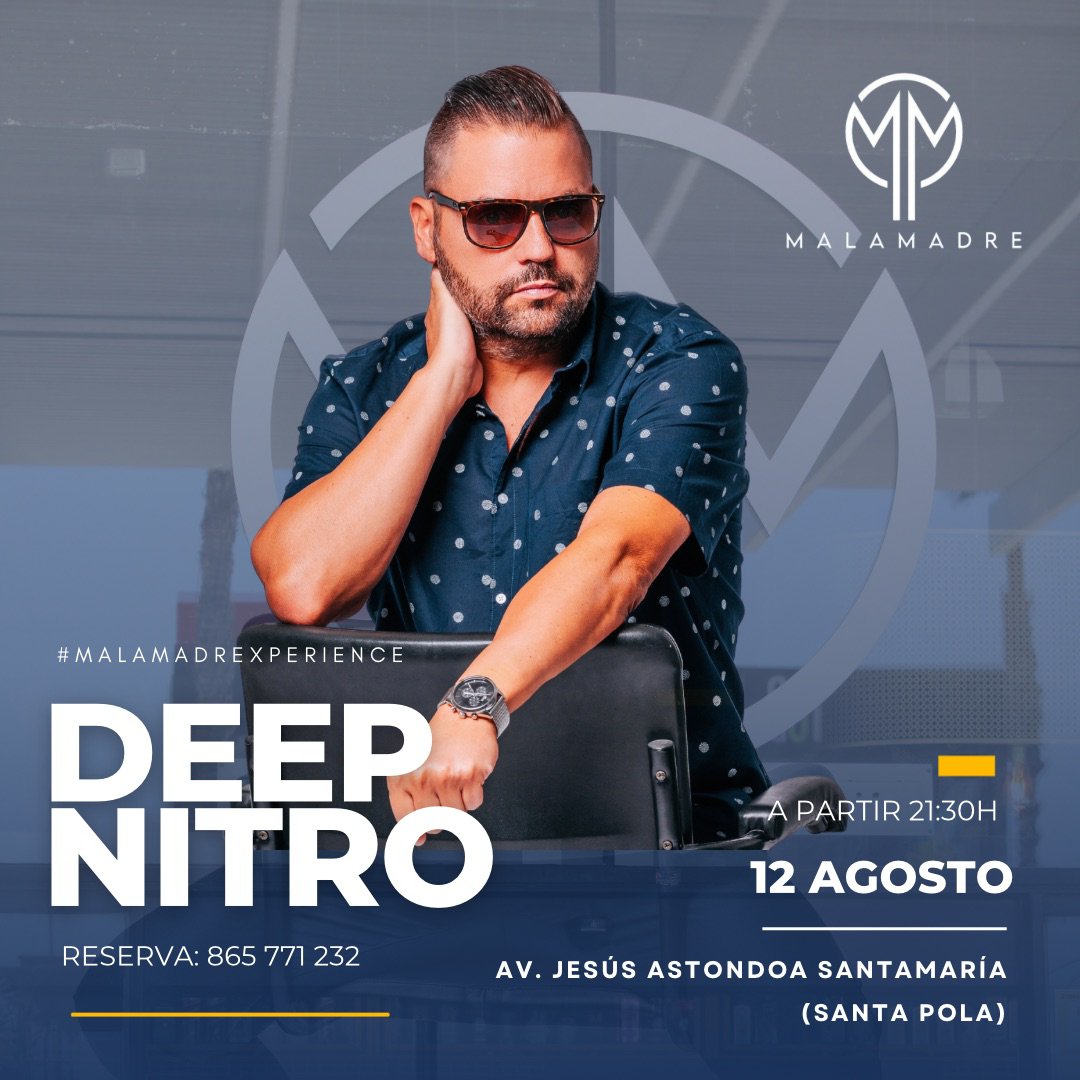 NITROSALAZAR's tweet photo. 🎧 Sábado 12 Agosto 21:30h 🎧 Deep Nitro Set Dj @ Mala Madre Experience "𝐹𝑜𝑜𝒹, 𝑀𝓊𝓈𝒾𝒸 &amp; 𝒟𝓇𝒾𝓃𝓀𝓈". El mejor sonido #deephouse #soulfulhouse #chillout #nudisco #elegantmusic #cocktails 

📍 Gastrobar 📍 Avenida Jesús Astondoa Santamaria, 7 Santa Pola (Alicante). https://t.co/T7VvkmjYML