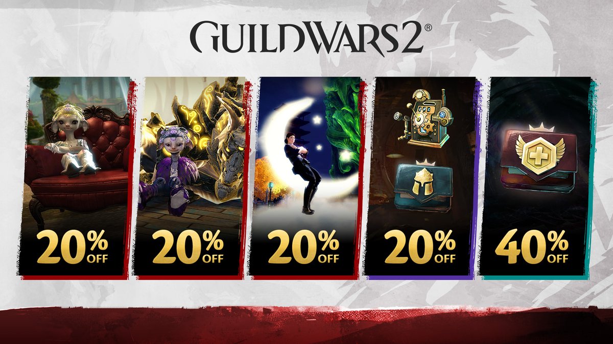 GuildWars2's tweet photo. Copper-Fed Salvage-o-Matic, Silver-Fed Salvage-o-Matic, Runecrafter's Salvage-o-Matic, and Equipment Template Expansions are 20% off and Build Template Expansions are 40% off until August 14. https://t.co/025VXhZRm6 https://t.co/ZcQ7HMDRqp