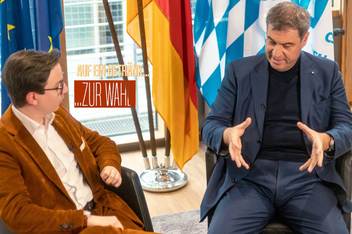 „Auf ein Getränk zur Wahl“ - heute Nr. 5/5 mit Dr. Markus Söder, Ministerpräsident und Spitzenkandidat der <a href="/CSU/">CSU</a>  im Gespräch mit dem KLJB-Landesvorsitzenden Franz Wacker 🎬  
#wahlzeit #ltwby23 #kljbbayern #csu #heuteshow <a href="/Markus_Soeder/">Markus Söder</a> 
youtu.be/JAPEHhLL00s