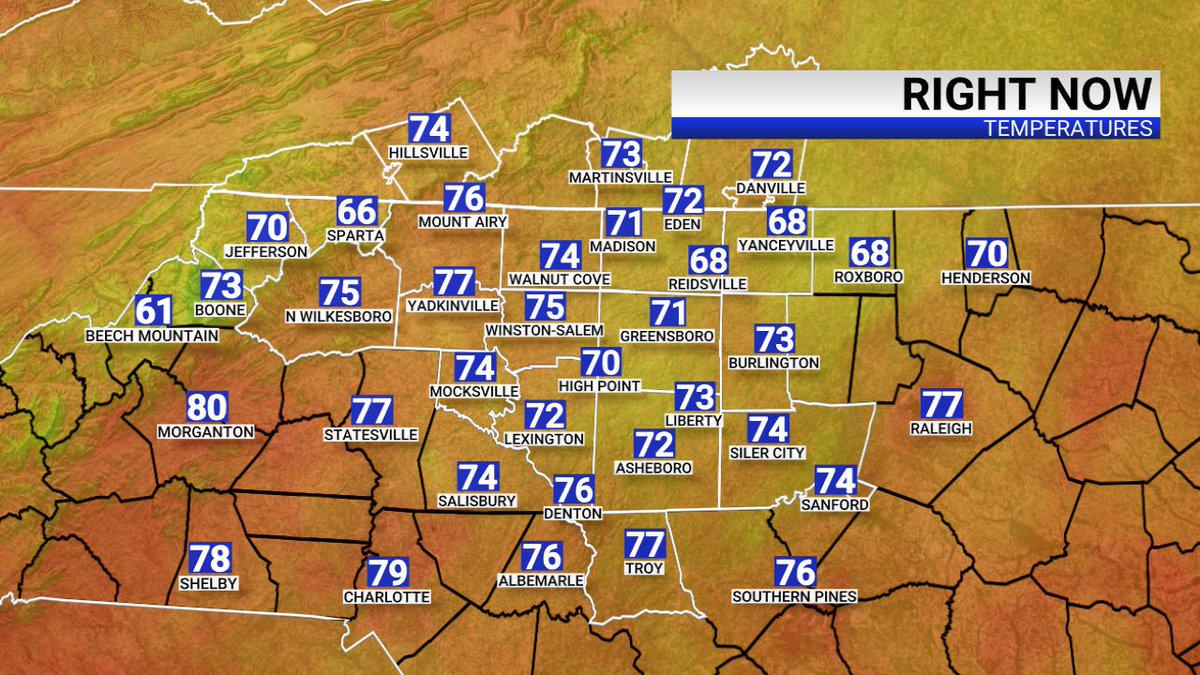 Here are your lunchtime temperatures from your FOX8 MAX Weather Center.