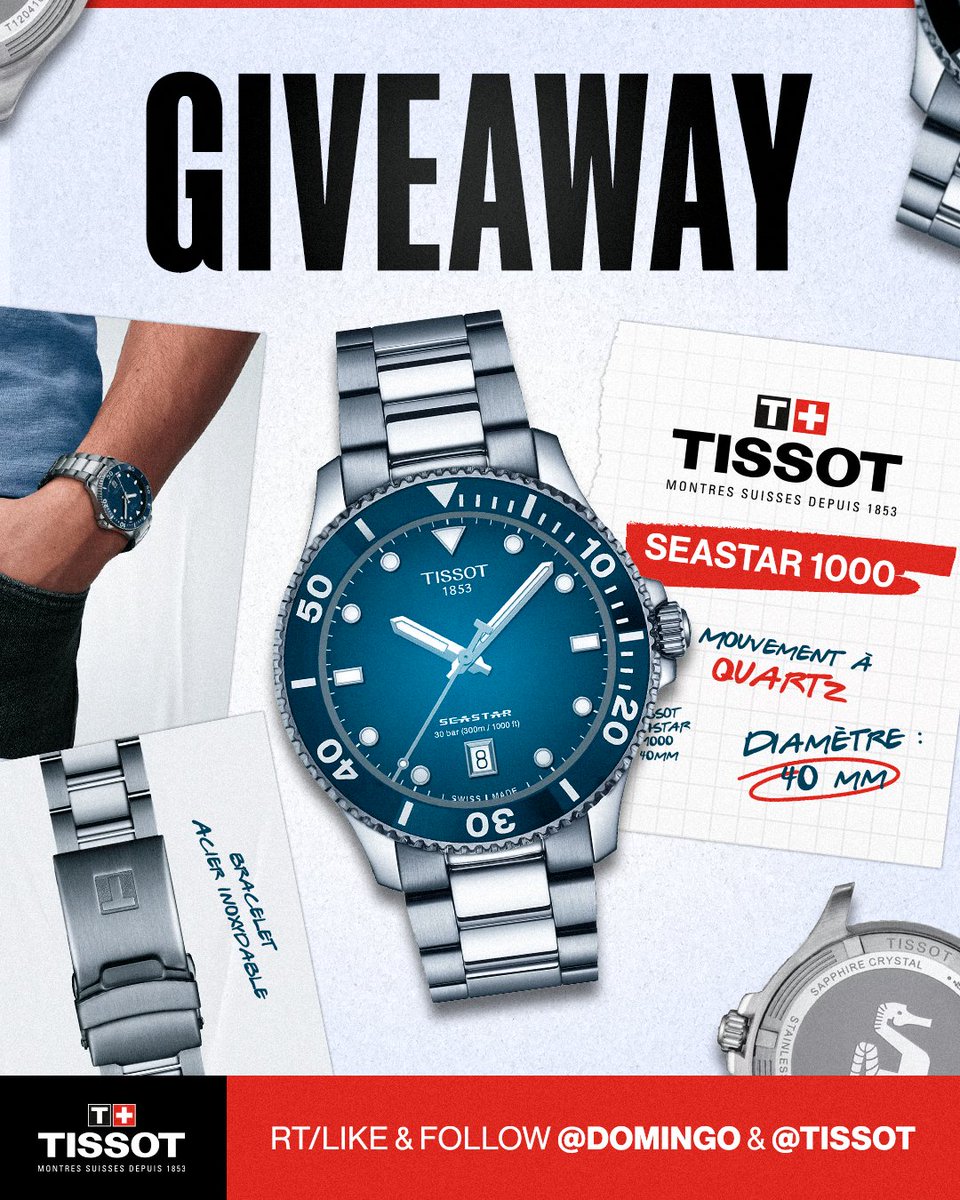 Pour l'été, j'vous fais gagner 3 montres Seastar, pour participer suffit de RT le tweet, follow @Tissot & moi ! Je ferai le tirage le 10 Août GL  #publicite