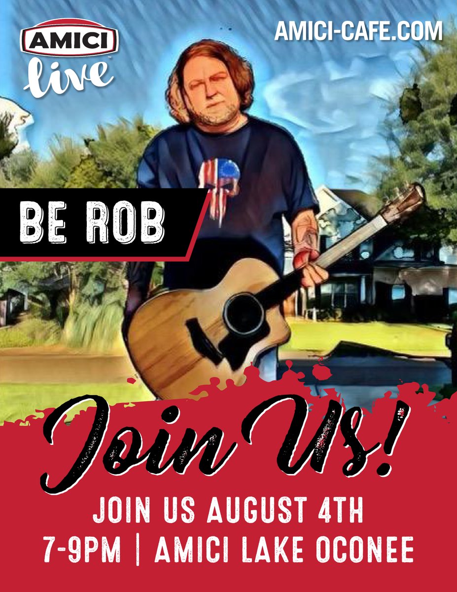 AmiciLakeOconee's tweet photo. JOIN US T O N I G H T FOR BE ROB β‘οΈ LIVE @ 7PM! π€© πΆ
#Amici #LakeOconeeLiving #foodie #fun #yum #AmiciciLive #livemusic #local #FridayNight #Fridayfun #AmiciLIVE #musician #AmiciLakeOconee #BeRob https://t.co/fUWSoEzlaU