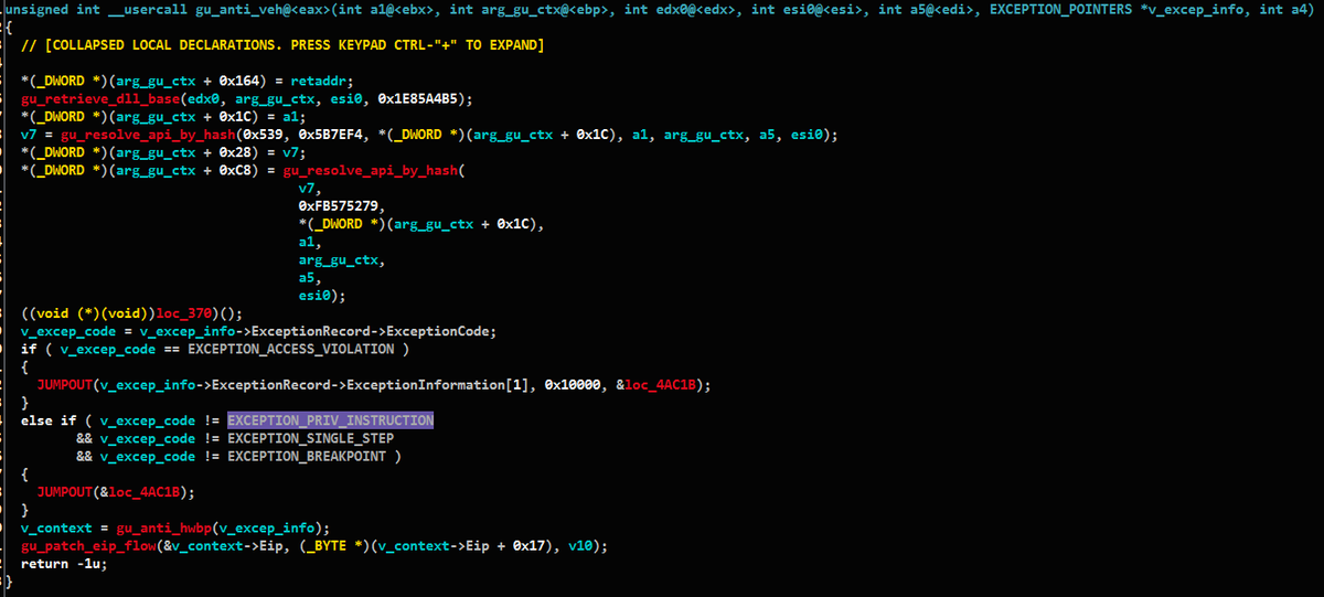 kienbigmummy's tweet image. 🔥🔥Wtf ... The latest #Guloader shellcode has added a new exception: EXCEPTION_PRIV_INSTRUCTION.