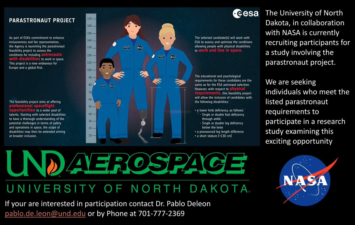 astroaccess's tweet photo. Are u disabled? Wanna be an astronaut? This opportunity might be for you!!! Astro access is partnering with the University of North Dakota for a space suit feasibility study! The deadline is August 20th! Please check this link to apply: https://t.co/hRNhDguP0t https://t.co/hJbPzDvNo5
