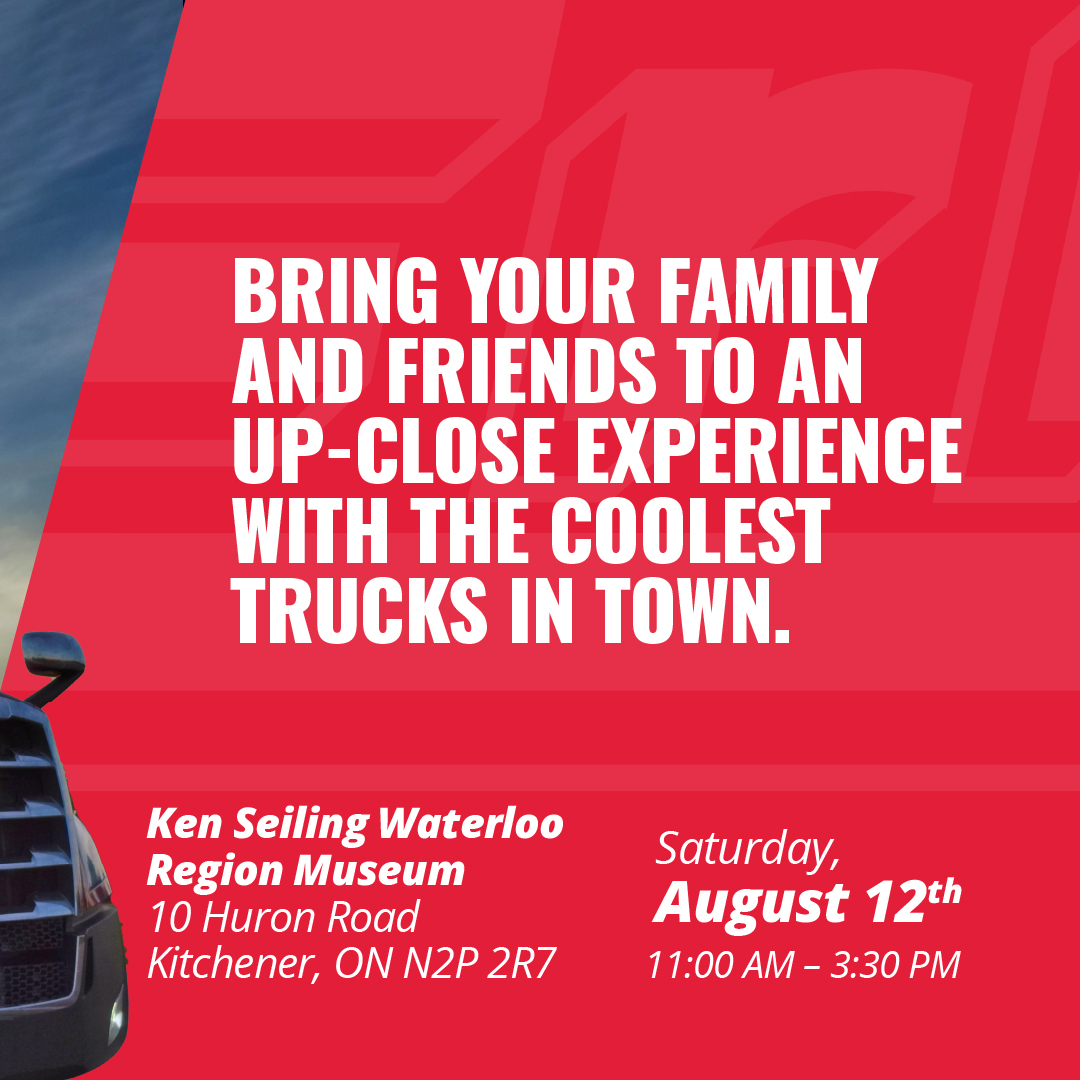 Bring your family and friends to "Mighty Trucks" hosted by <a href="/RWMuseumArchive/">Region of Waterloo Museums & Archives</a>

When: Saturday, August 12, 2023

Time: From 11:00 a.m. - 3:30 p.m

Where: Ken Seiling Waterloo Region Museum (cost associated)

Register now! 👉
ow.ly/Zbtf50PrthS