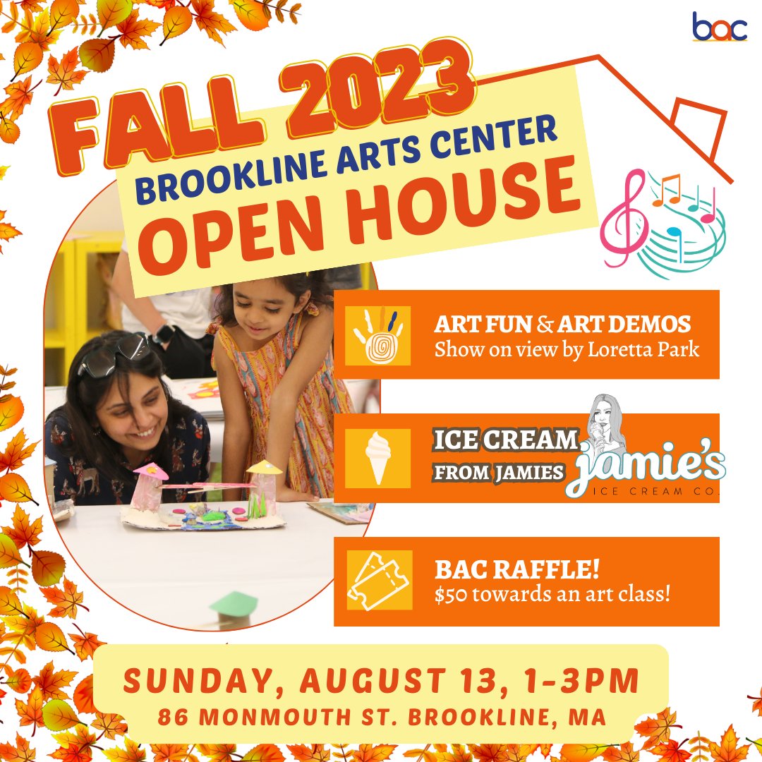 🍂 Fall into Art at BAC's Open House! 🍁

Join us at the BAC's Fall Open House on Sunday, August 13, from 1-3 PM and dive headfirst into a world of creative wonder.
Bring the whole family and let your little artists unleash their creativity in our free art activities!