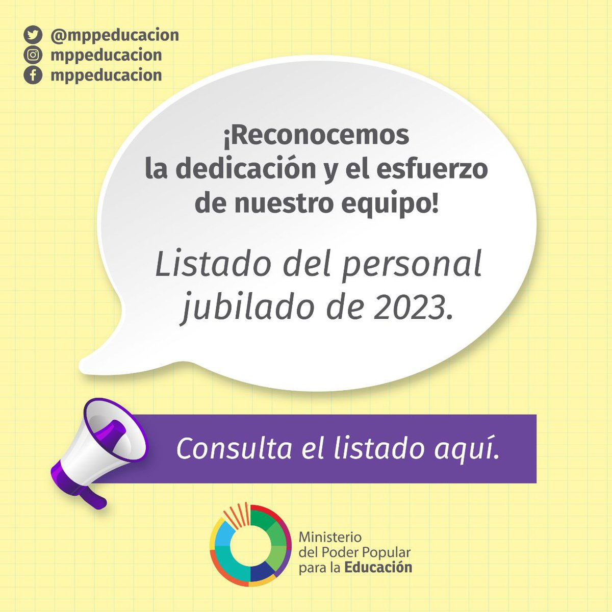 Estamos comprometidos con el bienestar social de nuestra gente. 

Honramos los beneficios socioeconómicos fruto de su compromiso con la educación.

Docentes bit.ly/JubDocAgosto20…

Administrativo
bit.ly/JubAdmAgosto20…

 Obrero
bit.ly/JubObrAgosto23

@nicolasmaduro