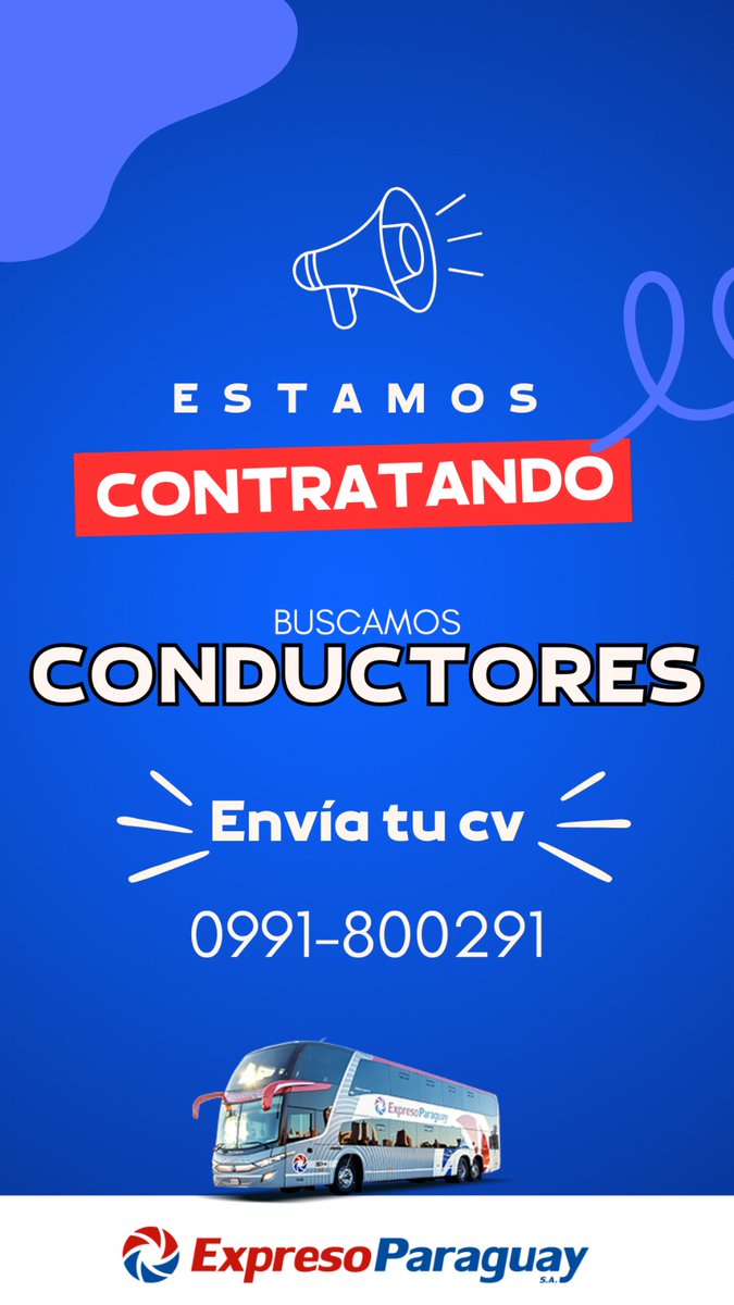 [🇵🇾] Expreso Paraguay habilita vacancia laboral para conductores. 
Expreso Paraguay se encuentra en una búsqueda activa para cubrir vacantes de chóferes para su flota. (LEÉ MÁS) m.facebook.com/story.php?stor…