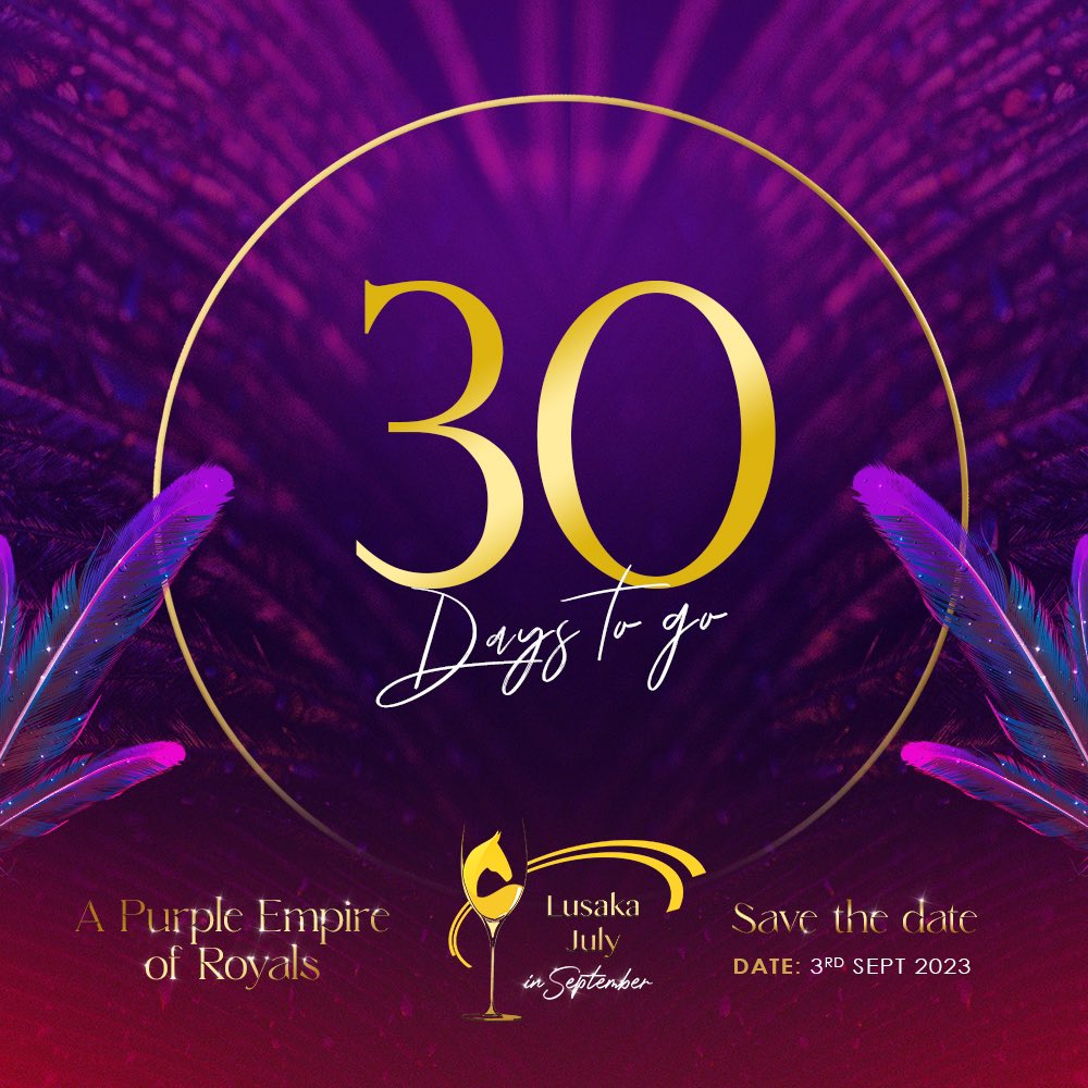 LUSAKA JULY 2023
THEME: A  PURPLE EMPIRE OF ROYALS ✨💜✨
DATE: SUNDAY, 3 SEPTEMBER 2023 

Your Royal Majesties! 👑

It’s 30 days until AFRICA’S BIGGEST DAY OF FASHION at the 8th Lusaka July!📸  🥂🐎👒🎩 

#PRgirl2023 #PRgirlMedia #LusakaJuly2023 #PurpleEmpire #VisitZambia
