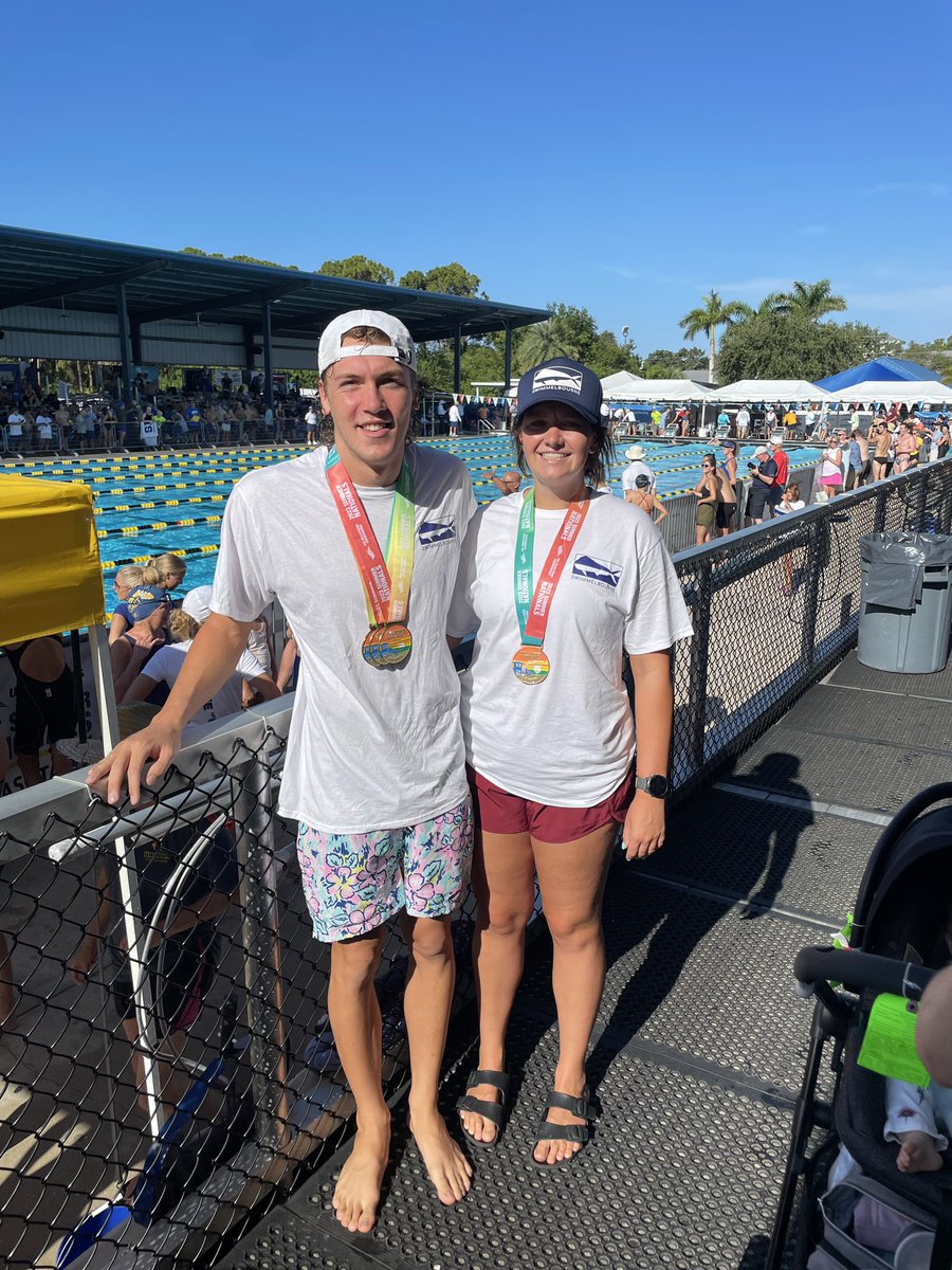 FloridaTechSwim's tweet photo. Both David Armstrong and Coach Harting medaled in their age groups in the 1500M Free at the USMSSLC Championships on Thurs.

Armstrong earned Gold in the 1500M &amp; 200 free and 3rd in the 100 breast.

with a time of  17:39.16 Armstrong broke the Florida Masters record in the 1500M. https://t.co/myjuZe1M34