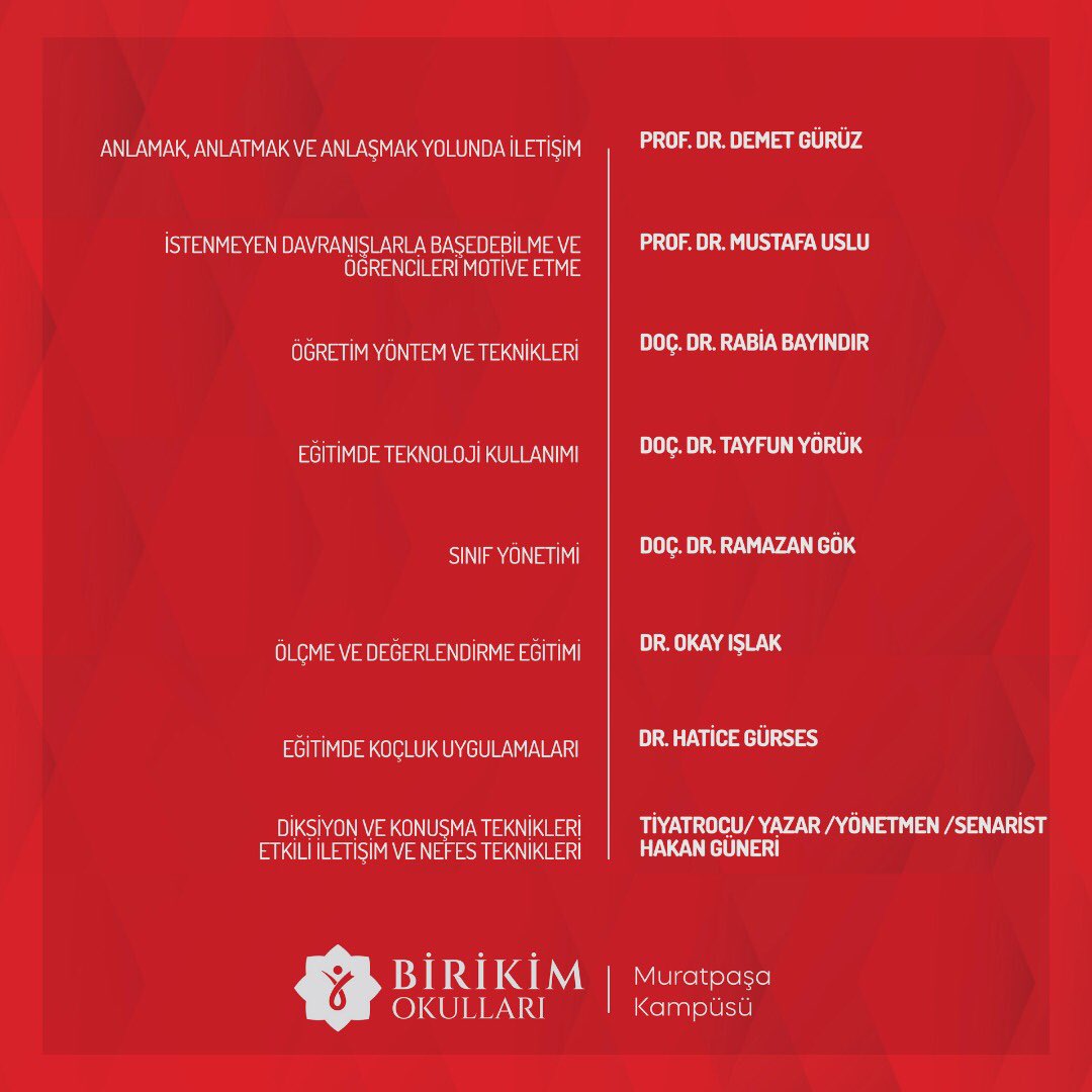 BİRBİRİNDEN KIYMETLİ İSİMLERLE BİR ARADA OLACAĞIMIZ "BİRİKİM'Lİ ÖĞRETMENLER" EĞİTİMLERİMİZ İLE FARK YARATMAYA DEVAM EDİYORUZ.

#hizmetiçi
#eğitim 
#birikimokuklarımuratpaşa