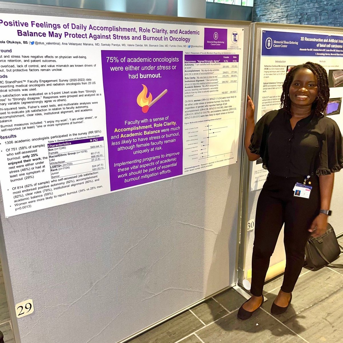 Fumiko Ladd Chino, MD, FASCO (@fumikochino) on Twitter photo Amazing work by Eniola Otukoya, a <a href="/MSKCancerCenter/">Memorial Sloan Kettering Cancer Center</a> Summer Researcher from Tuoro COM <a href="/WeAreTouro/">Touro University</a>. Her work found that stress and #burnout in academic oncology was common (75% of faculty!! 🤯) but that certain aspects of job satisfaction may mitigate this risk. Amazing work by Eniola Otukoya, a <a href="/MSKCancerCenter/">Memorial Sloan Kettering Cancer Center</a> Summer Researcher from Tuoro COM <a href="/WeAreTouro/">Touro University</a>. Her work found that stress and #burnout in academic oncology was common (75% of faculty!! 🤯) but that certain aspects of job satisfaction may mitigate this risk.