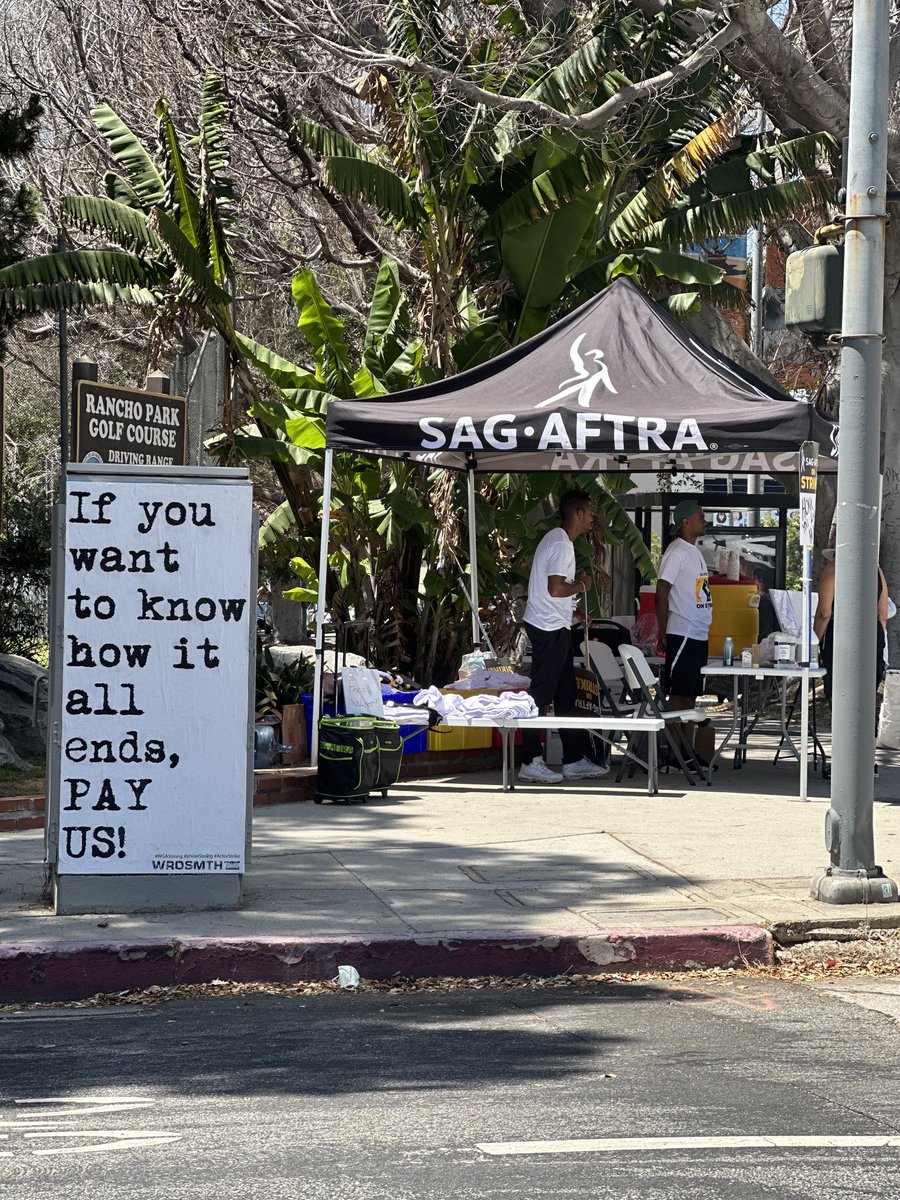 Day 95 #WGASTRIKE love the sign by the #SAGAFTRA tent. #WGASTRONG