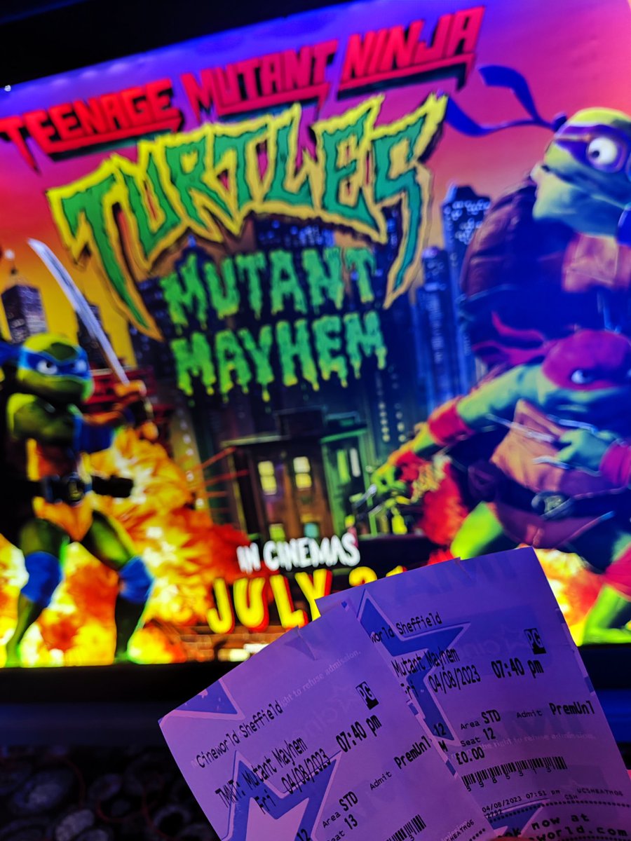 JokingDolphin's tweet photo. Just got back from watching this. Great family film, really funny and pop culture references for days!!! 🐀🐢🐢🐢🐢#tnmt #teenagemutantninjaturtles #teenagemutantheroturtles #leonardo #donatello #michelangelo #raphael #mastersplinter #videogames #retrogaming #movies #cinema https://t.co/PyqfS2AEPx