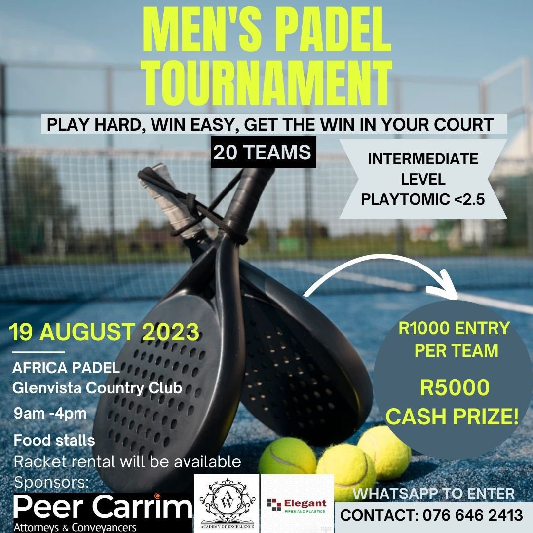 uzair99patel's tweet photo. Come and join us for an epic day of Padel🙌
Team entries are limited so book your spot now to avoid disappointment 
#padel #padelsa #africapadel https://t.co/1N7yDSUPcJ