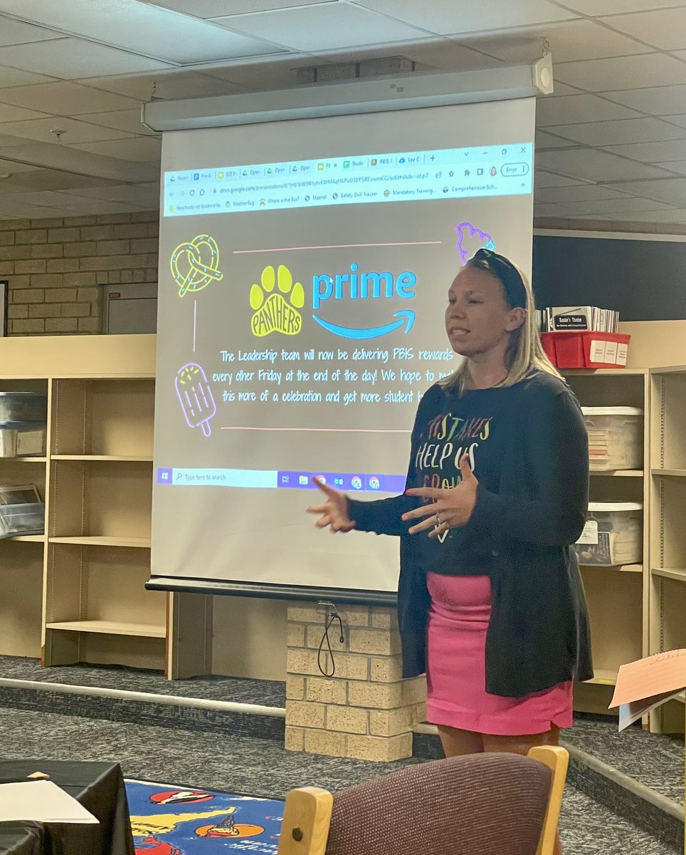 SpringCreekES's tweet photo. Today we are talking all things: PBIS, School Goals and Data! โ
๐ฏ
Keep a look out for our Panther Prime Delivery of PBIS purchases! ๐ #pantherPRIME #PrimeDelivery https://t.co/zSCruN5iXY
