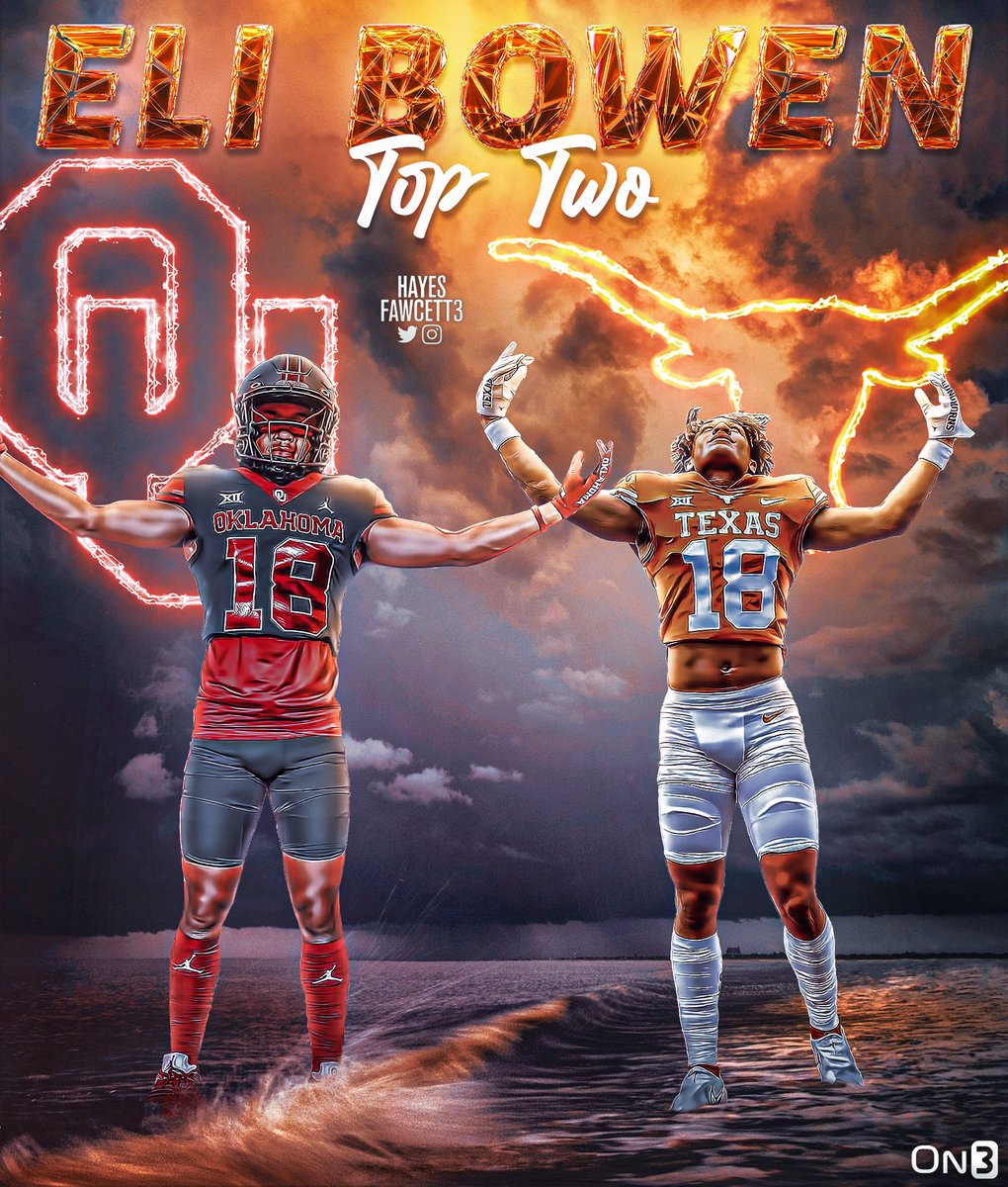 BREAKING: Class of 2024 CB Eli Bowen tells me he’s down to 2️⃣ Schools! The 5’9 180 CB from Denton, TX will choose between Texas & Oklahoma Is the younger brother of Peyton Bowen Where Should He Go?👇🏽 on3.com//news/2024-cb-…