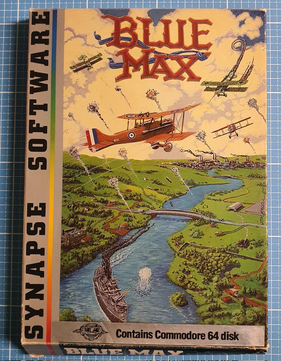 RetroWizzard's tweet image. Newest addition to the collection is #BlueMax by #SynapseSoftware for the #Commodore #C64.
Box is a bit tatty but hopefully can be improved.
It's also great image material that I can  use to make a new box.
#RetroGaming #RetroComputing #VintageGaming