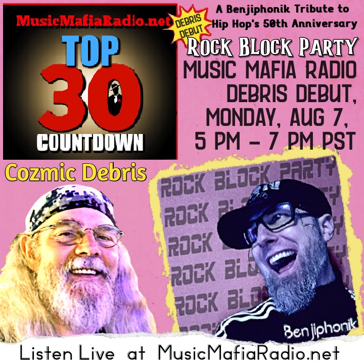 benjiphonik's tweet photo. Family, THIS JUST IN... As a tribute to the 50th Anniversary of Hip Hop @DebrisCozmic  &amp; @Benjiphonik will be Debris Debuting the song #RockBlockParty on @MusicMafiaRadio this Monday, Aug 7. Be sure to listen LIVE &amp; join us in the chat at https://t.co/ql6mQcq9vJ https://t.co/LvTuBuiDLb