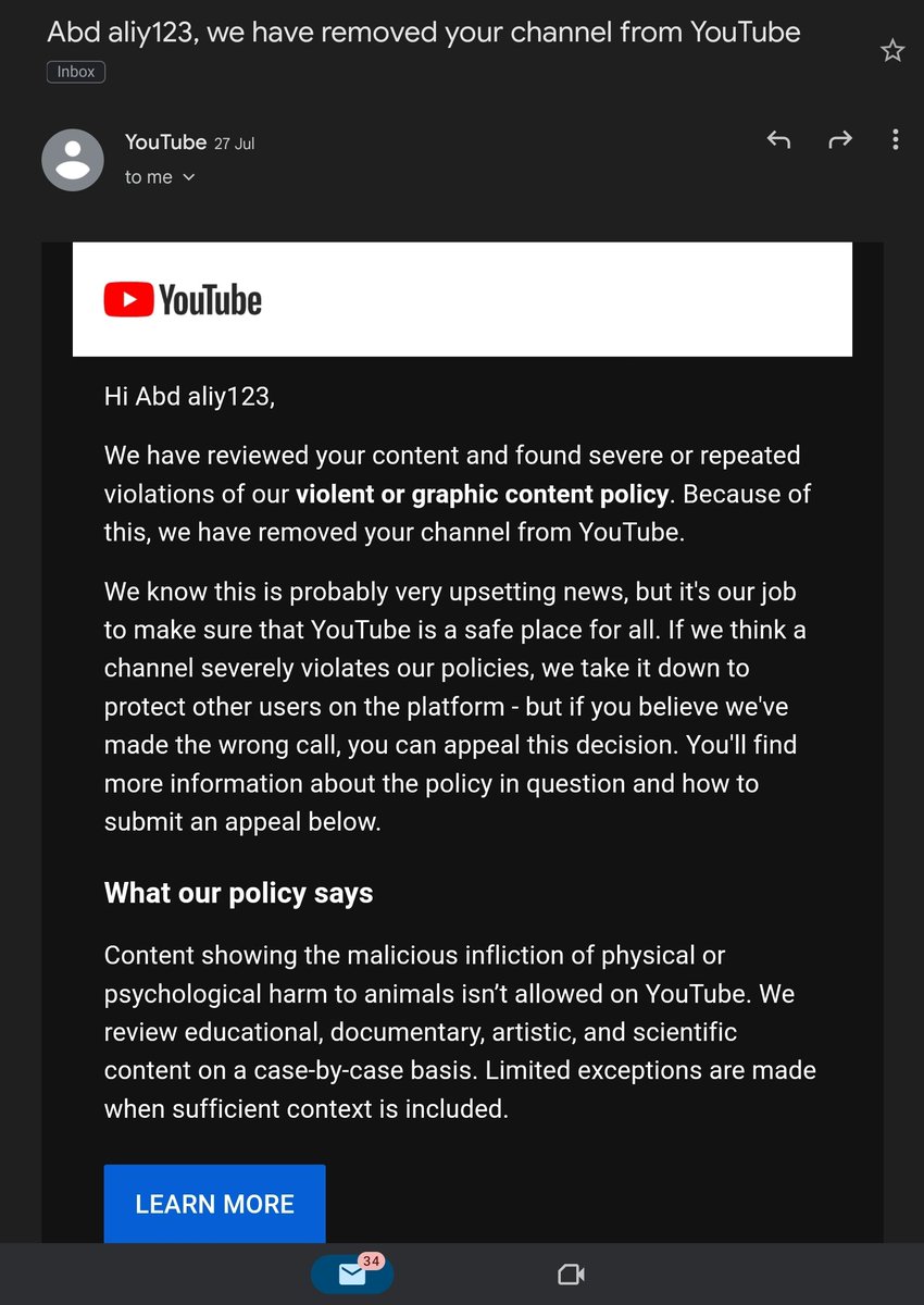 chidy_nn8's tweet photo. My YouTube Channel was removed without any warnings beforehand, i did not violate any violent or graphic content policy @TeamYouTube https://t.co/uRg6YFyqll