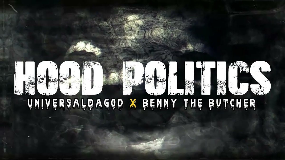Watch UNIVERSALDAGOD - "Hood Politics" feat. Benny The Butcher Lyric Video on YouTube rb.gy/fmkcz