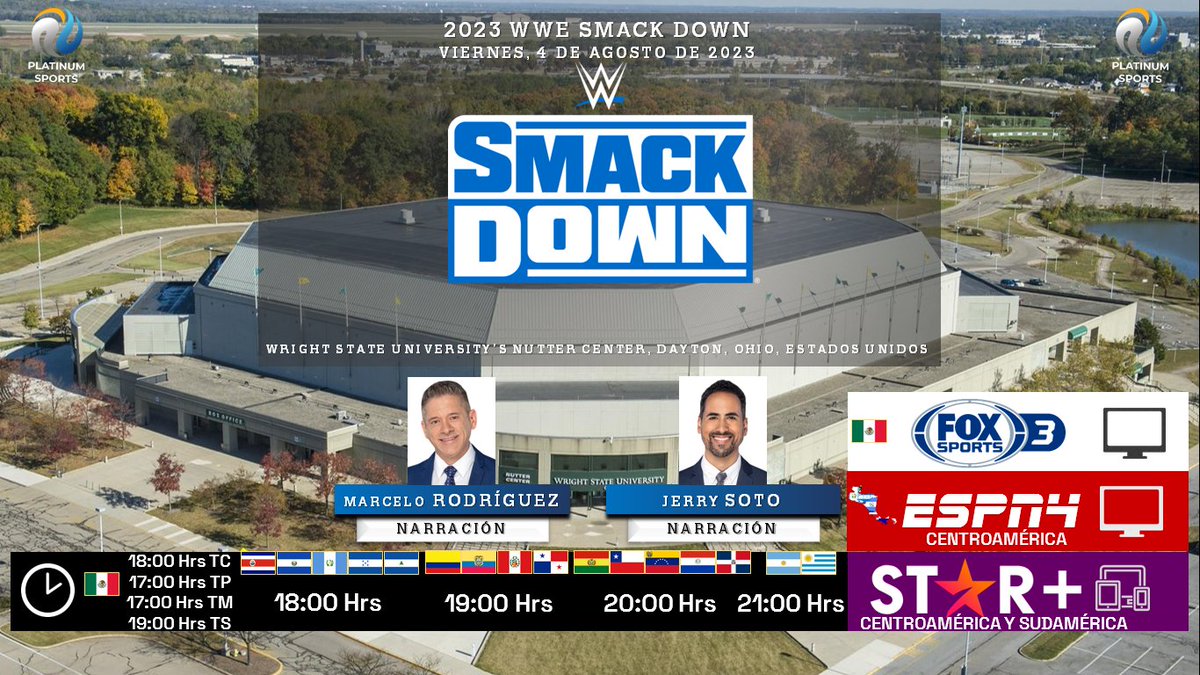 ramonovic09's tweet photo. ๐บ๐ธ #LuchaLibre #WWE | Presenta: #SmackDown
๐๏ธ Hoy
๐ฒ๐ฝโฐ 18:00 Hrs TC, 17:00 Hrs TP
๐บ @FOXSportsMX 3
๐ฑ๐ป @PrimeVideoMX
๐จ๐ท๐ธ๐ป๐ญ๐ณ๐ฌ๐น๐ณ๐ฎ 18:00 Hrs
๐จ๐ด๐ต๐ฆ๐ต๐ช๐ช๐จ 19:00 Hrs
๐ง๐ด๐จ๐ฑ๐ฉ๐ด๐ต๐พ๐ป๐ช 20:00 Hrs
๐ฆ๐ท๐บ๐พ 21:00 Hrs
๐บ #ESPN4 CA
๐ฑ๐ป @StarPlusLA CA y SA
๐ค @MarceloAtWWE
๐ค @JerrySotoNarra
#WWExFOX https://t.co/4YXIheZMxQ