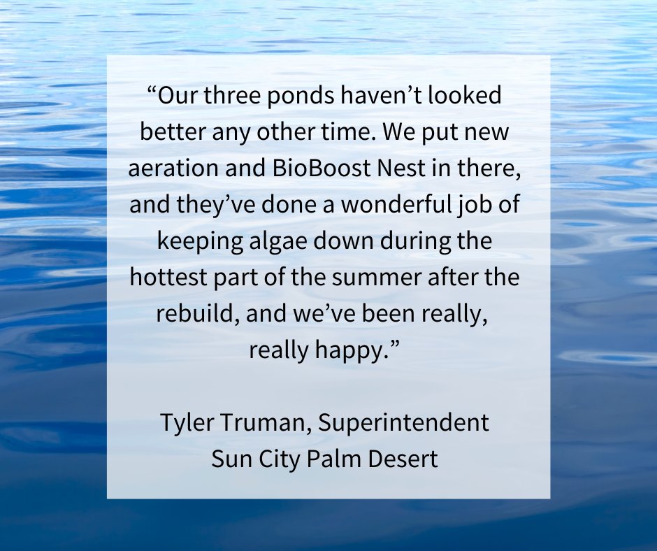 BioBoostNest's tweet image. We&apos;re delighted by the results our clients see in their water quality. This testimonial from Sun City Palm Desert made our day!

#sustainability #clearwater