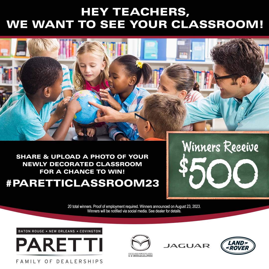 parettimazda's tweet photo. Hey Teachers, we want to see your classroom!

Don't forget to upload a photo of your newly decorated classroom for a chance to win $500! Make sure you post to Facebook using #ParettiClassroom23 to be considered!

Winners will be announced on August 23, 2023. https://t.co/rmW5KSpDvs