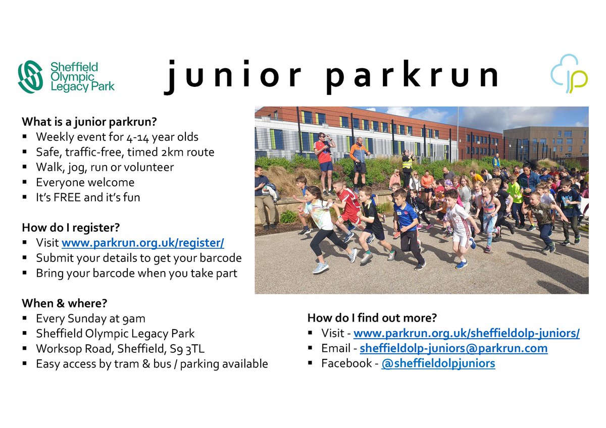 Two great, free ways to keep kids active in our local area this weekend - Tinsley Community Football with our SY-NC hub partners <a href="/DESA_Sheffield/">DESA</a> on Saturday, and Junior Parkrun at <a href="/OLPSheffield/">Sheffield Olympic Legacy Park</a> on Sunday. ⚽️🏃‍♂️🏃‍♀️