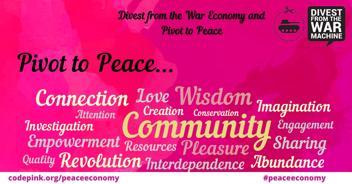 PeaceEcon's tweet photo. Pivoting away from the War Economy begins with the recognition of how it pulls and pushes us into isolation and away from interdependence, how it demands we act with urgency and without care, how it makes us choose convenience over the health of the planet. #PeaceEconomy #Peace https://t.co/vhquWp4CZh