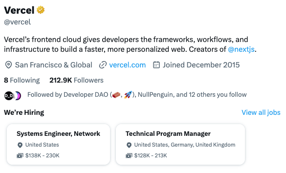 brianmulyadi's tweet photo. Twitter(X) just added job postings section for verified org accounts! 

This definitely makes a lot of sense especially for tech (and web3) companies that have huge presence in the platform https://t.co/EVA7ANk55M