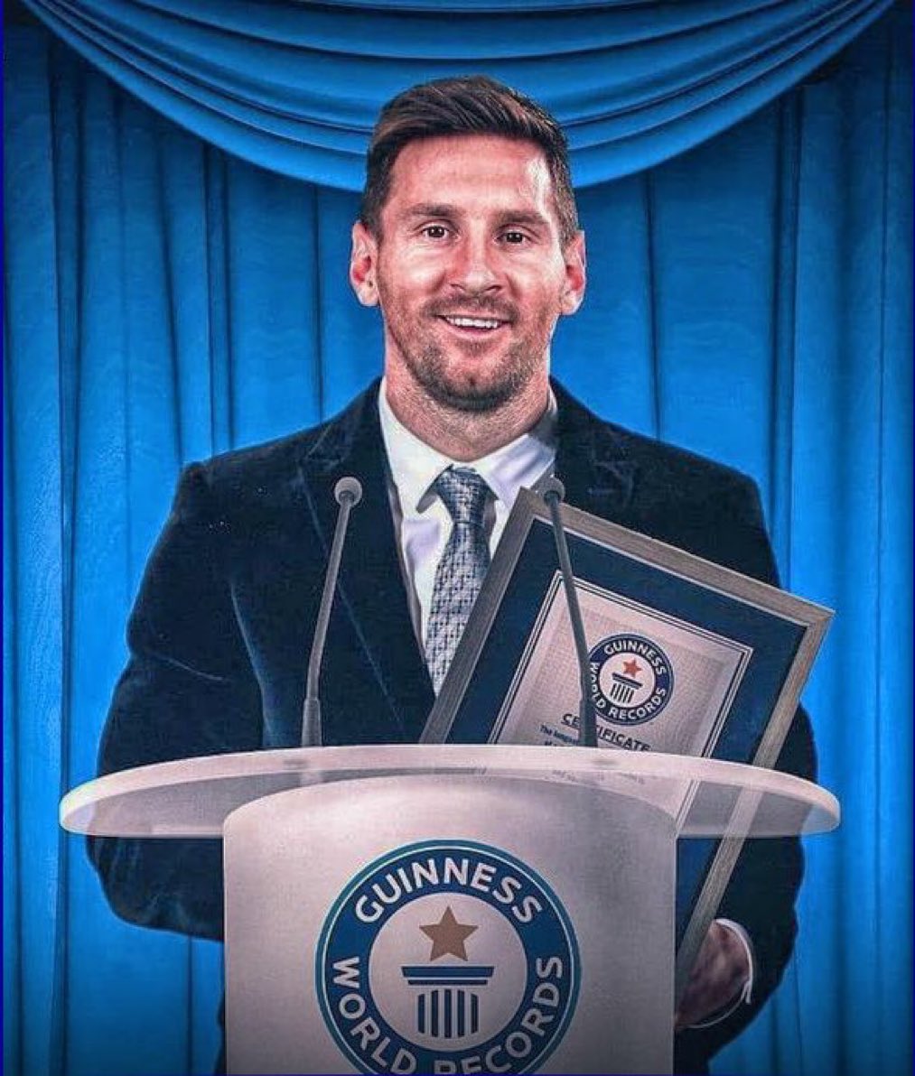 MessiFanatic_'s tweet photo. Messi holds 42 Guinness World Records, most by a footballer in history. 

We are 🐐GOAT FC. We celebrate. They explain. https://t.co/FuznW8lvem