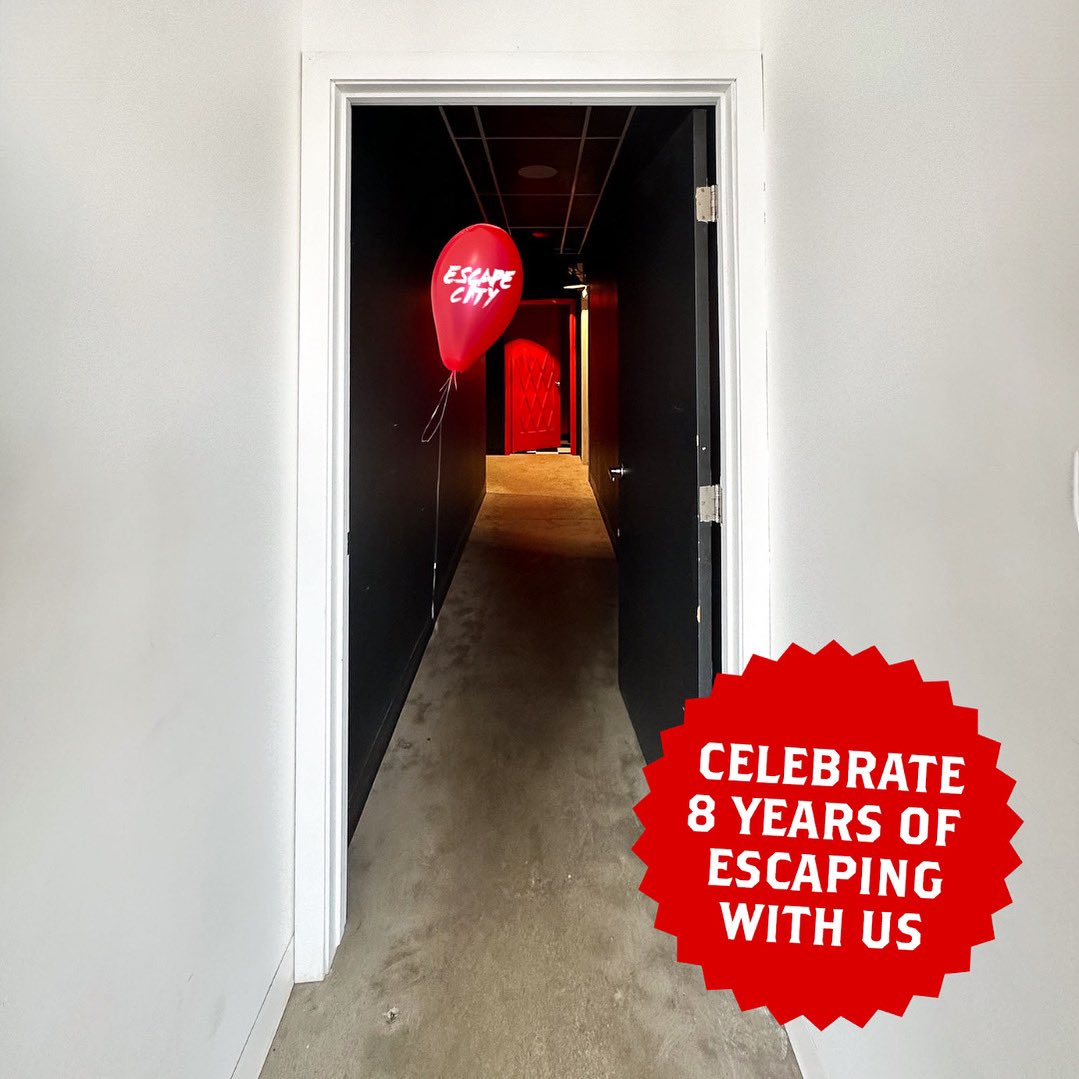 BIRTHDAY SAVINGS! 🎉🎈

It’s been 8 years of Escape City adventures and we want you to celebrate with us! 

Use the promo code ‘HBD8’ for 15% off your admission this Monday, August  7th