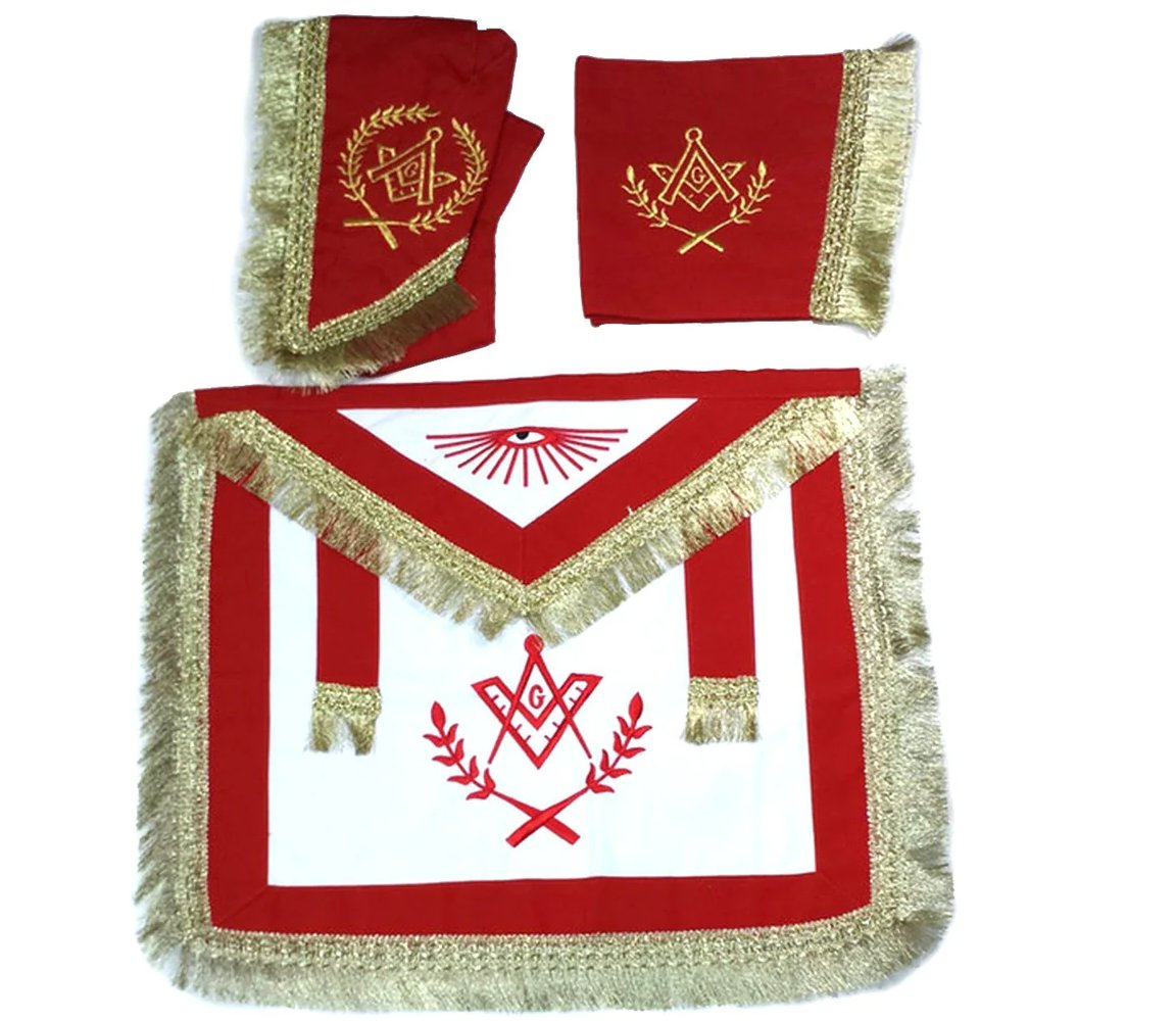 MASTER MASON BLUE LODGE REGALIA SET - RED &amp; WHITE WITH FRINGE 
Finest quality Machine Embroidery
Mob: +92328721818 (WhatsApp)
E-mail:imbicaindustries@gmail.com
#masons #masonicapron #regalia #jewel #hats #fizhats #imbicaofficial #imbicaindustries #Imbica #masonry #mason