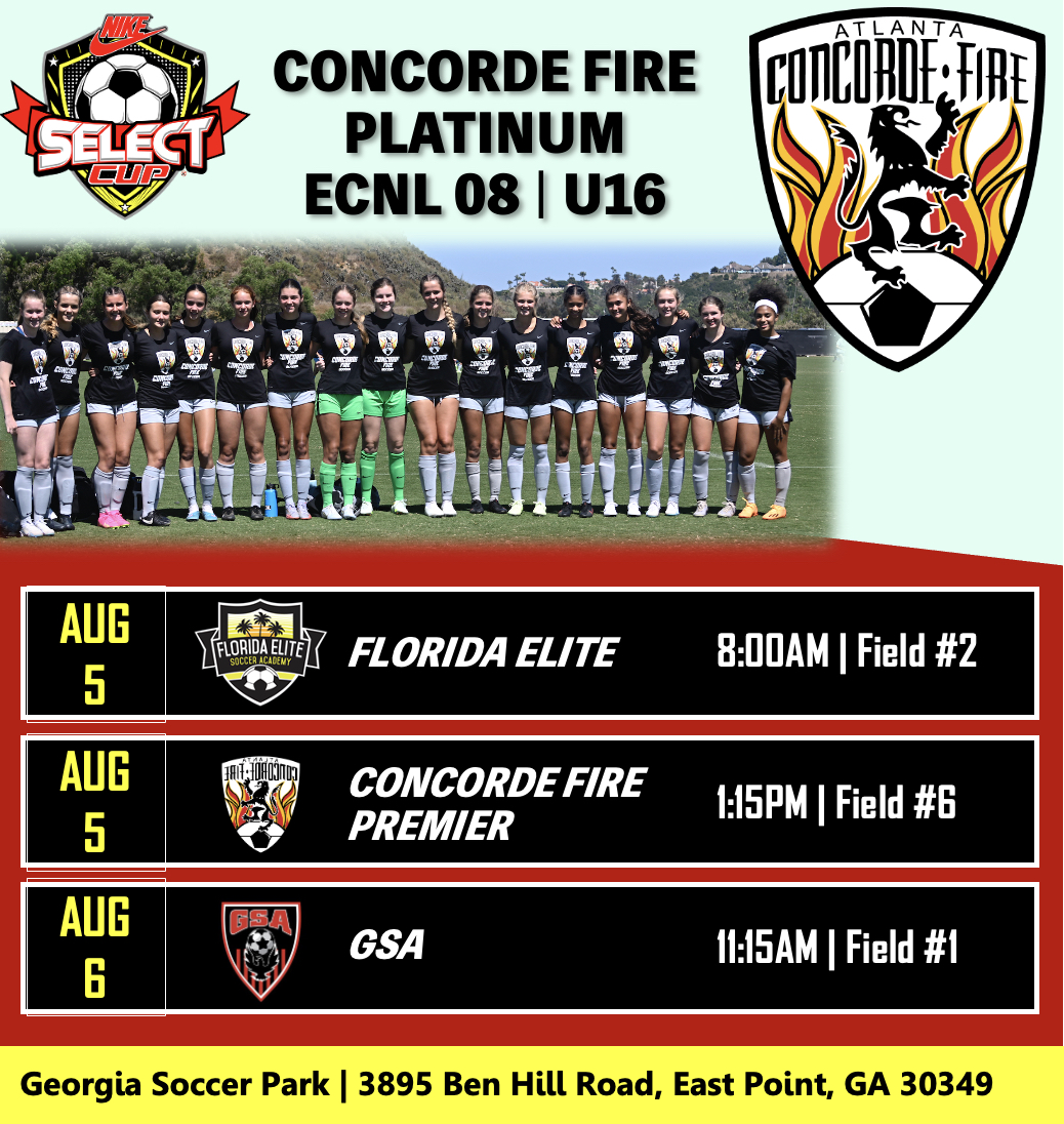 ConcordeFire08G's tweet photo. Weeeโre back and excited to get pre-season underway at the @ConcordeSoccer #NikeSelectCup! U16 season, here we come!! ๐ฅโฝ๏ธ
@ECNLgirls
@TopDrawerSoccer
@TheSoccerWire
@ImYouthSoccer
@PrepSoccer https://t.co/K5l8vR8CXT