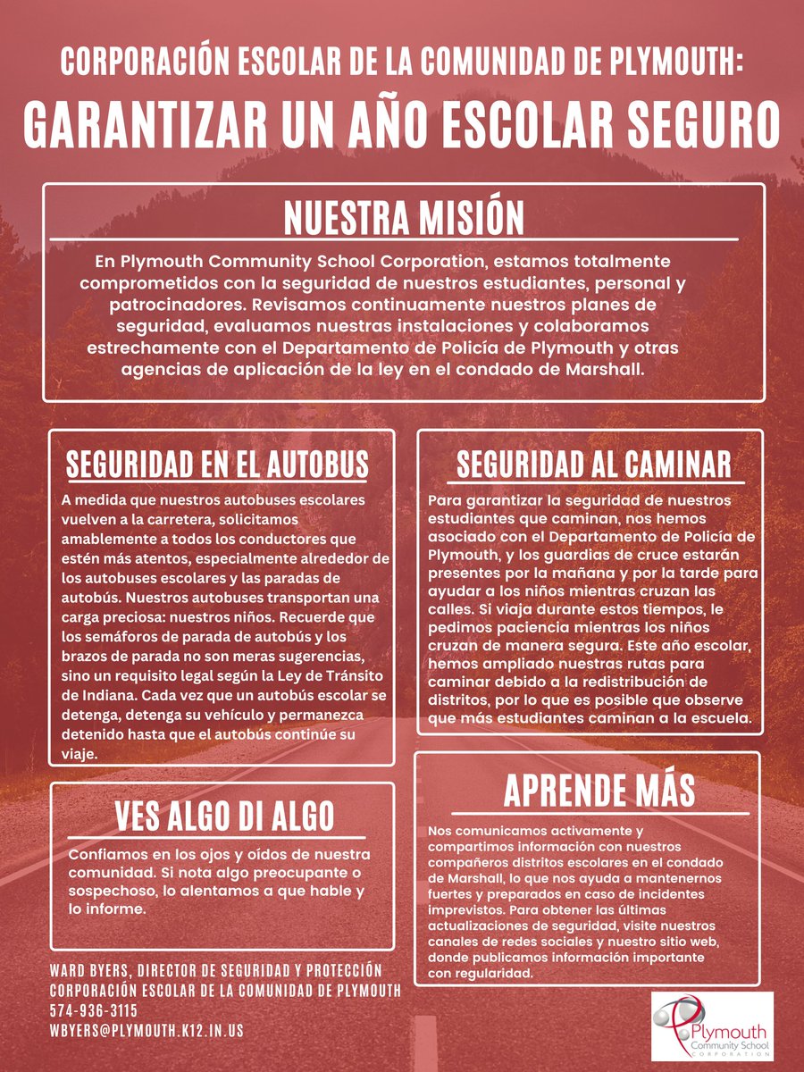 PCSC: Ensuring a Safe School Year
-
PCSC: Garantizar un Año Escolar Seguro
#WhyPCSC #plymouthindiana #safety #schoolsafety #schoolbusawareness #safetynewsletter