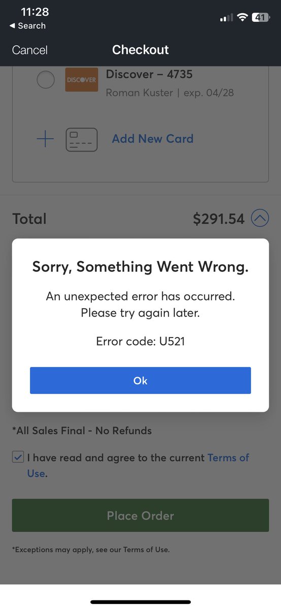 kuster_roman's tweet photo. @Ticketmaster same error code for three days straight….why? And how do you fix it this is getting ridiculous. https://t.co/KsaAa6kf76