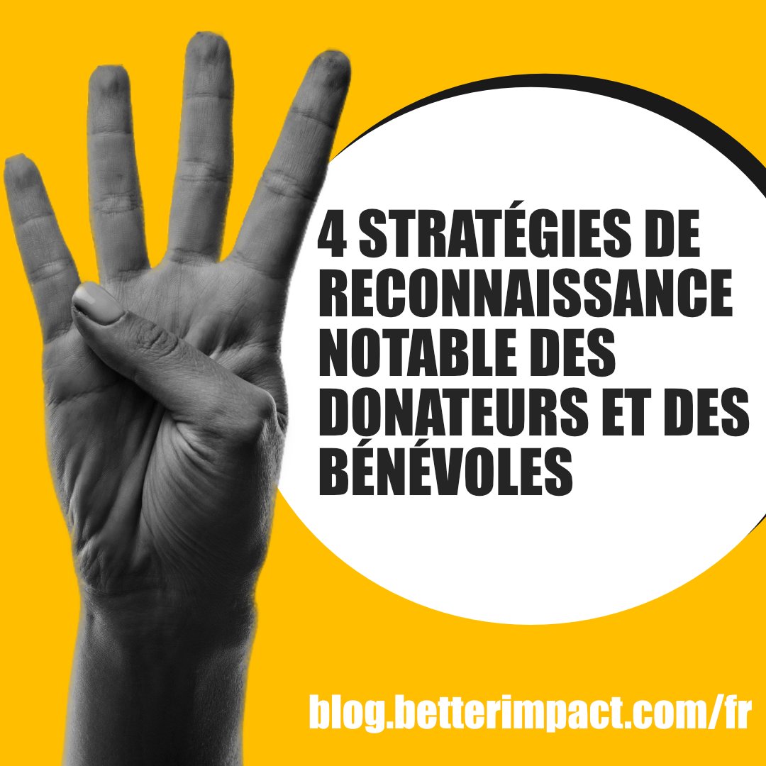 BetterImpactFR's tweet photo. Ce court guide vous présente 4 stratégies pour reconnaître de façon notable vos donateurs et vos bénévoles. 

https://t.co/sHXsh694vw https://t.co/77dupIVM0O