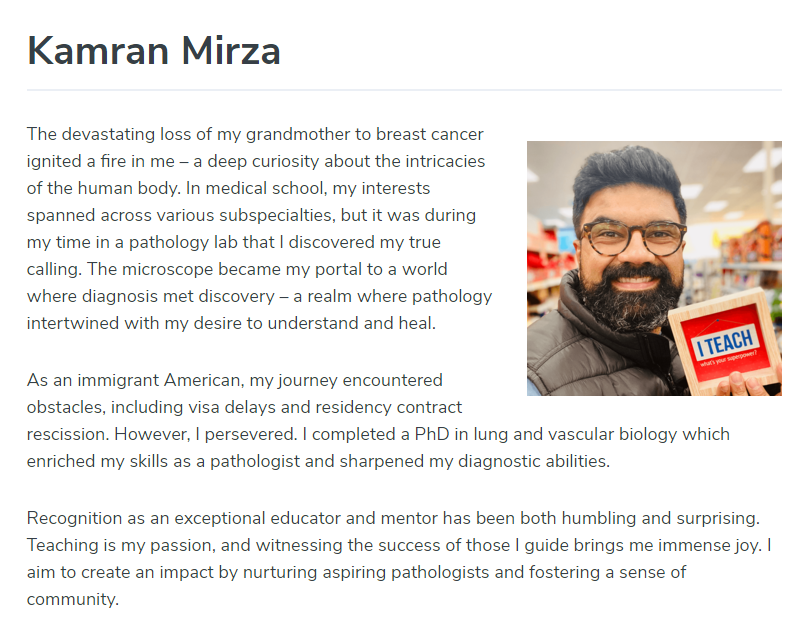 KMirza's tweet photo. Incredibly humbled to have been included in this year's @pathologistmag #PowerList (6th year in a row!) with 24 other passionate individuals! Check out all the honorees in the storybook linked in tweet below! 

https://t.co/um6H3vrO5a

cc: @loyolapathology @eva_wojcik @PathElective @PathPod @Inside_TheMatch @MatchToPath @HemeReports @sarahanifmirza @LoyolaHemePath @ASCP_Chicago