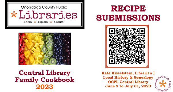 Good news! If you've been meaning to submit a family recipe to our collection, and thought you'd missed the deadline - it has been extended to August 18th! Scan the QR code, or visit: forms.office.com/r/fnRBEMDQKk Join us in creating the Central Library Family Cookbook this summer!