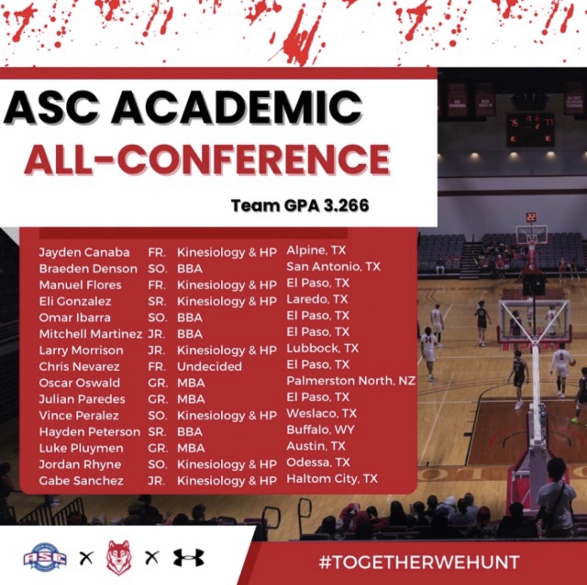 Congratulations to all of our academic all-conference selections! These guys continue to set the example of being winners on and off the floor! 
#BrandEm #4to1 #TogetherWeHunt