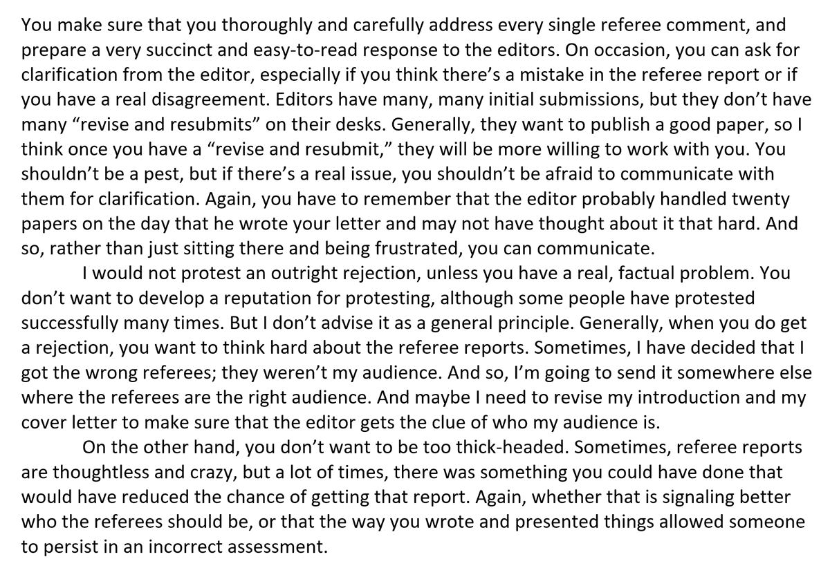 SimonBowmaker's tweet photo. Susan Athey on dealing with "revise and resubmits" and rejections: https://t.co/W4XDRiZwsj