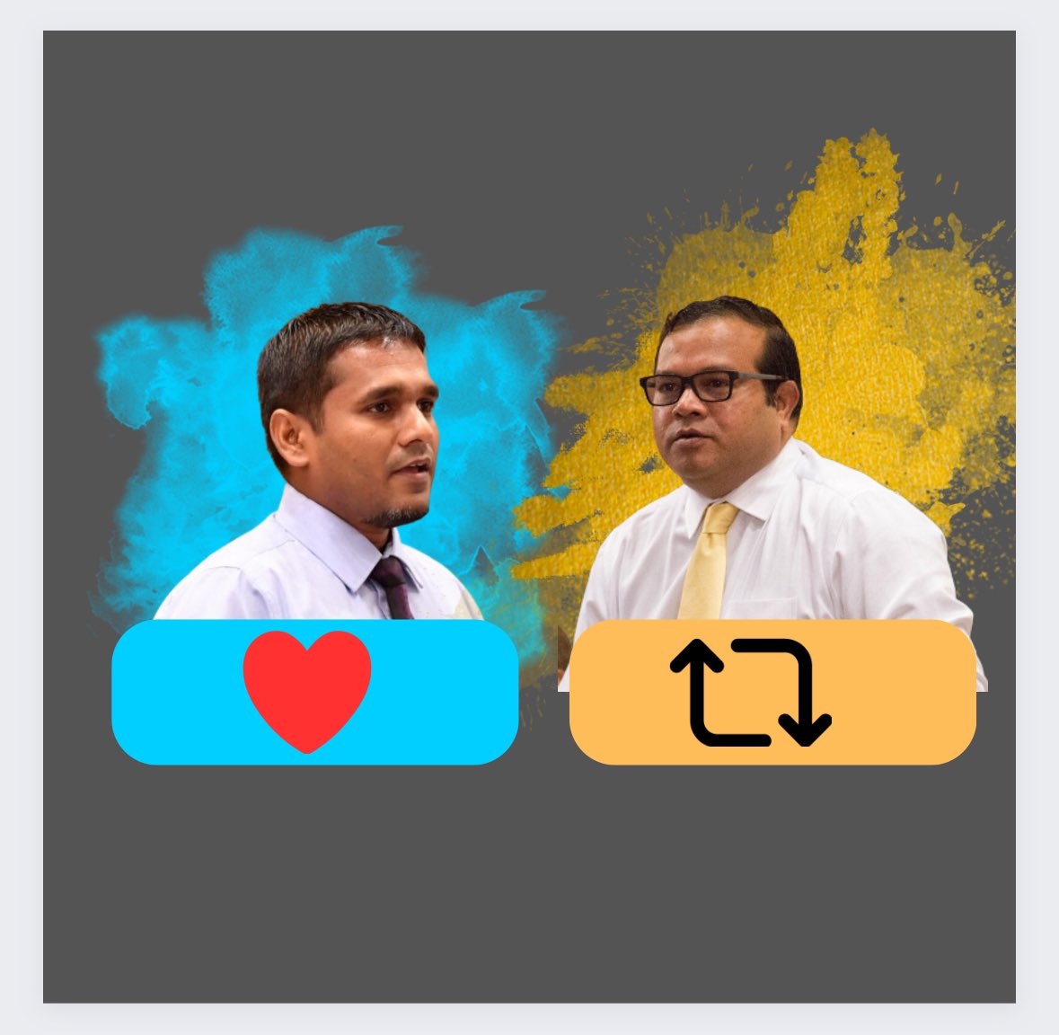އައްޑޫގައި މިތަނުން މަގުބޫލީ ކޮންބޭފުޅެއްތޯ ؟ 

<a href="/aslamdp/">Mohamed Aslam</a> ނަމަ ރީޓުވީޓު 

<a href="/ilyas_labeeb/">Ilyas Labeeb 🎈</a> ނަމ ލައިކް